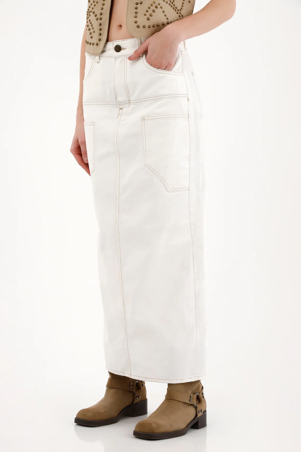 Women’s Long Bull Denim Skirt - Image 2