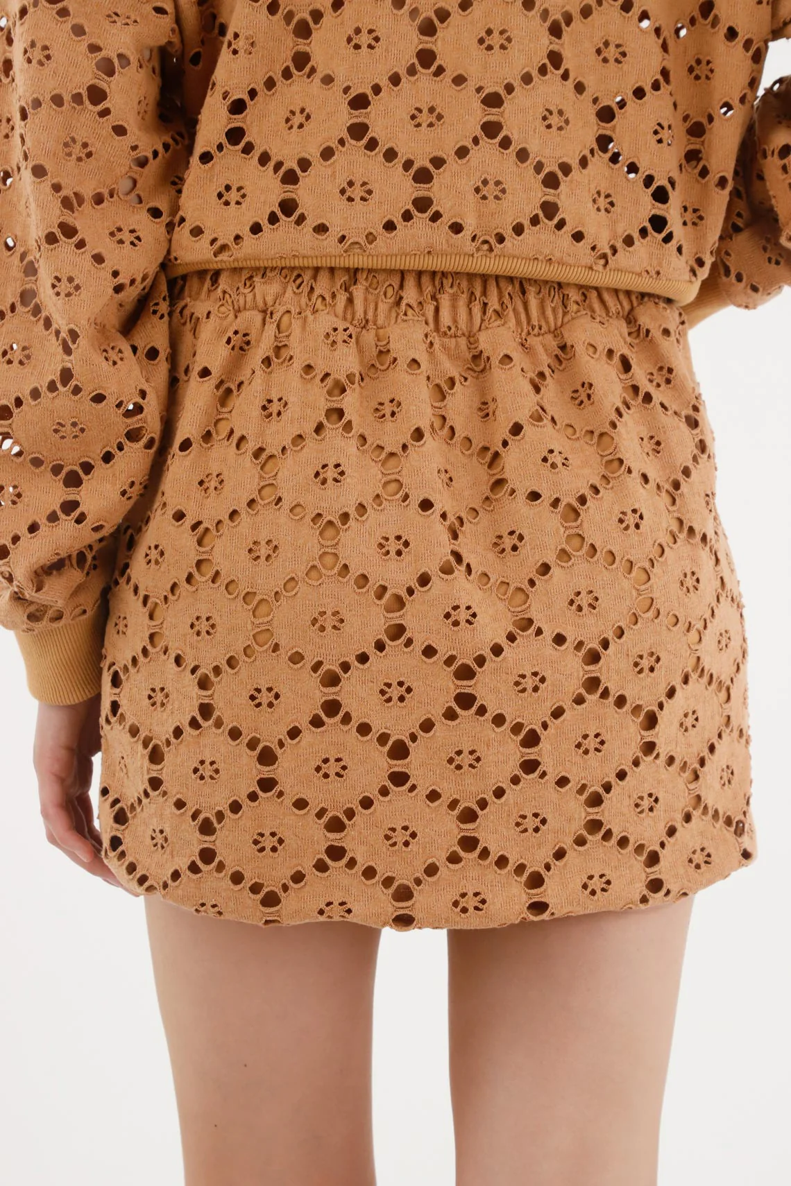 Women's Short Open Weave Brown Skirt - Image 4