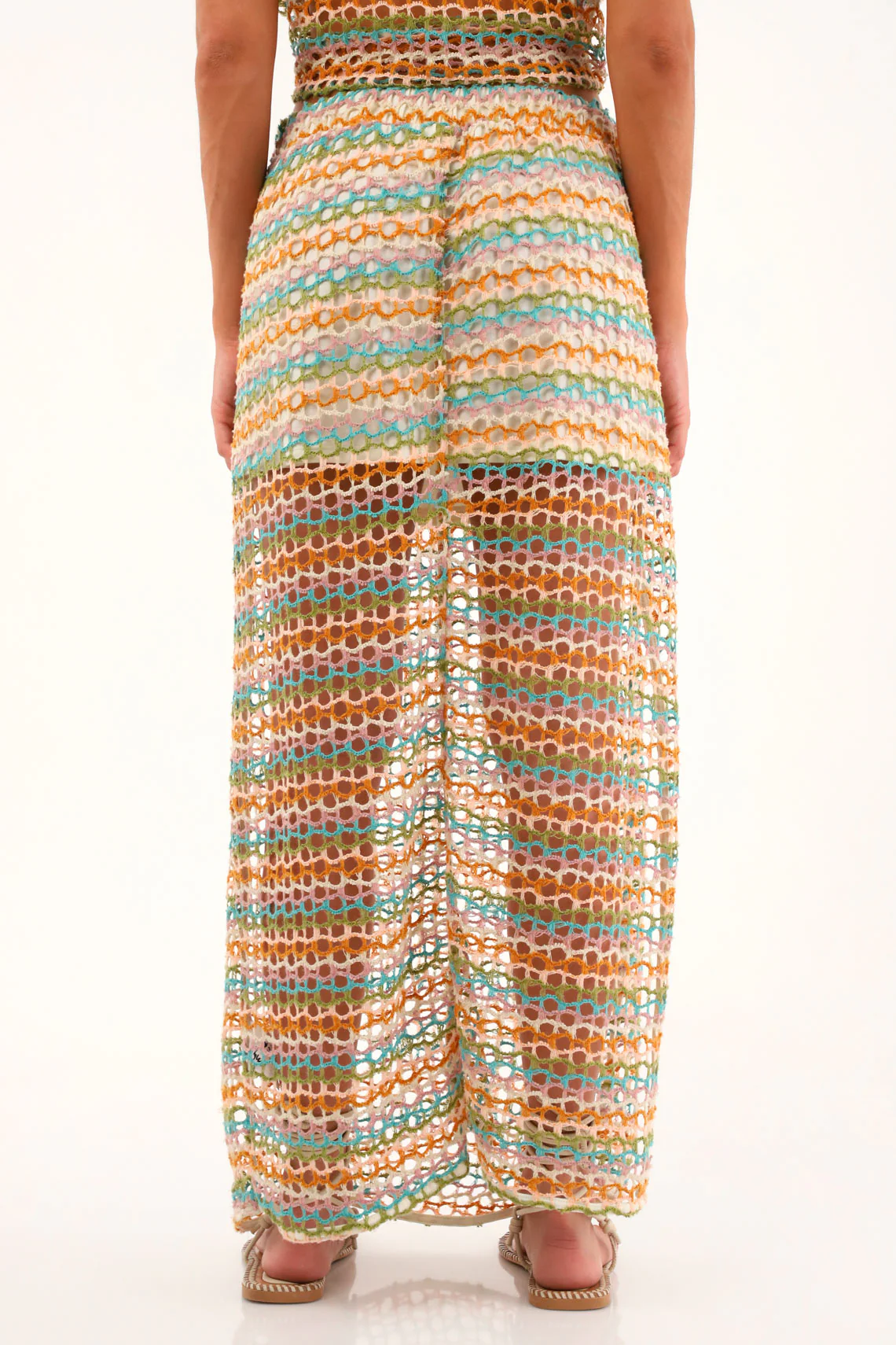 Women's Multicolor Open-Weave Long Skirt - Image 4