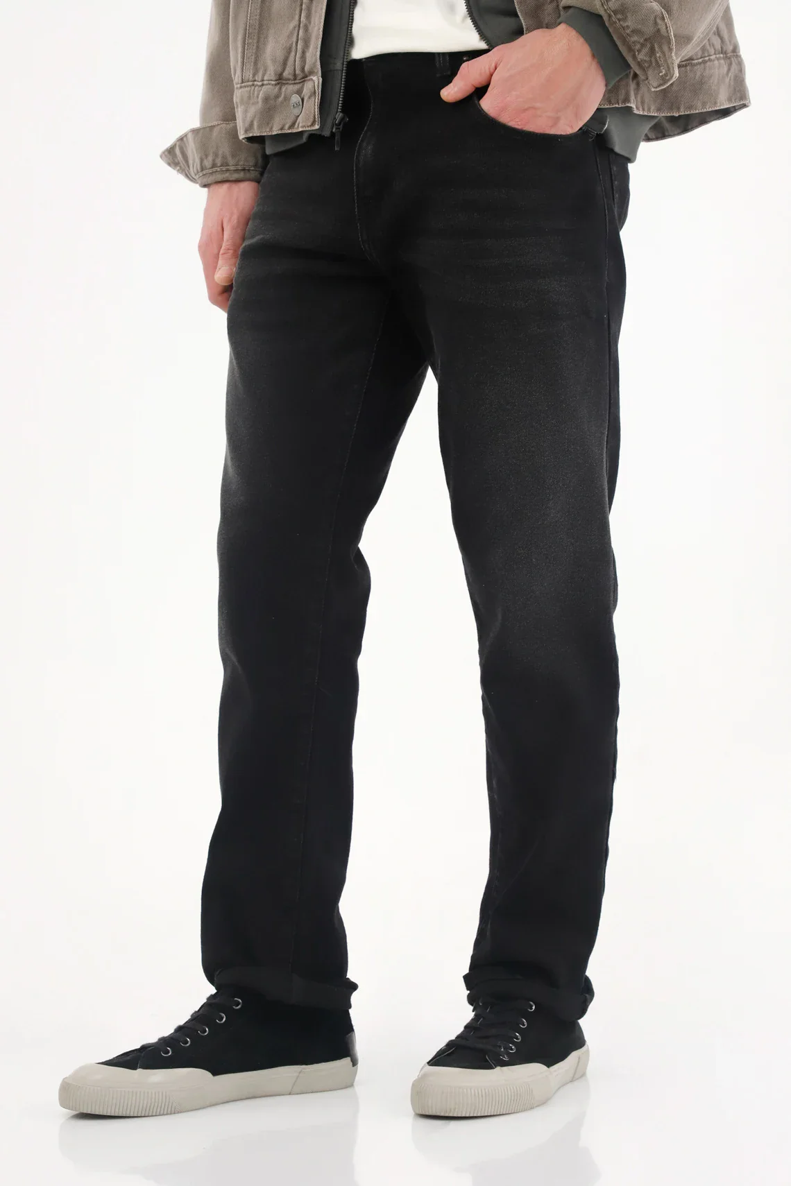 Straight Jeans black denim for men - Image 2