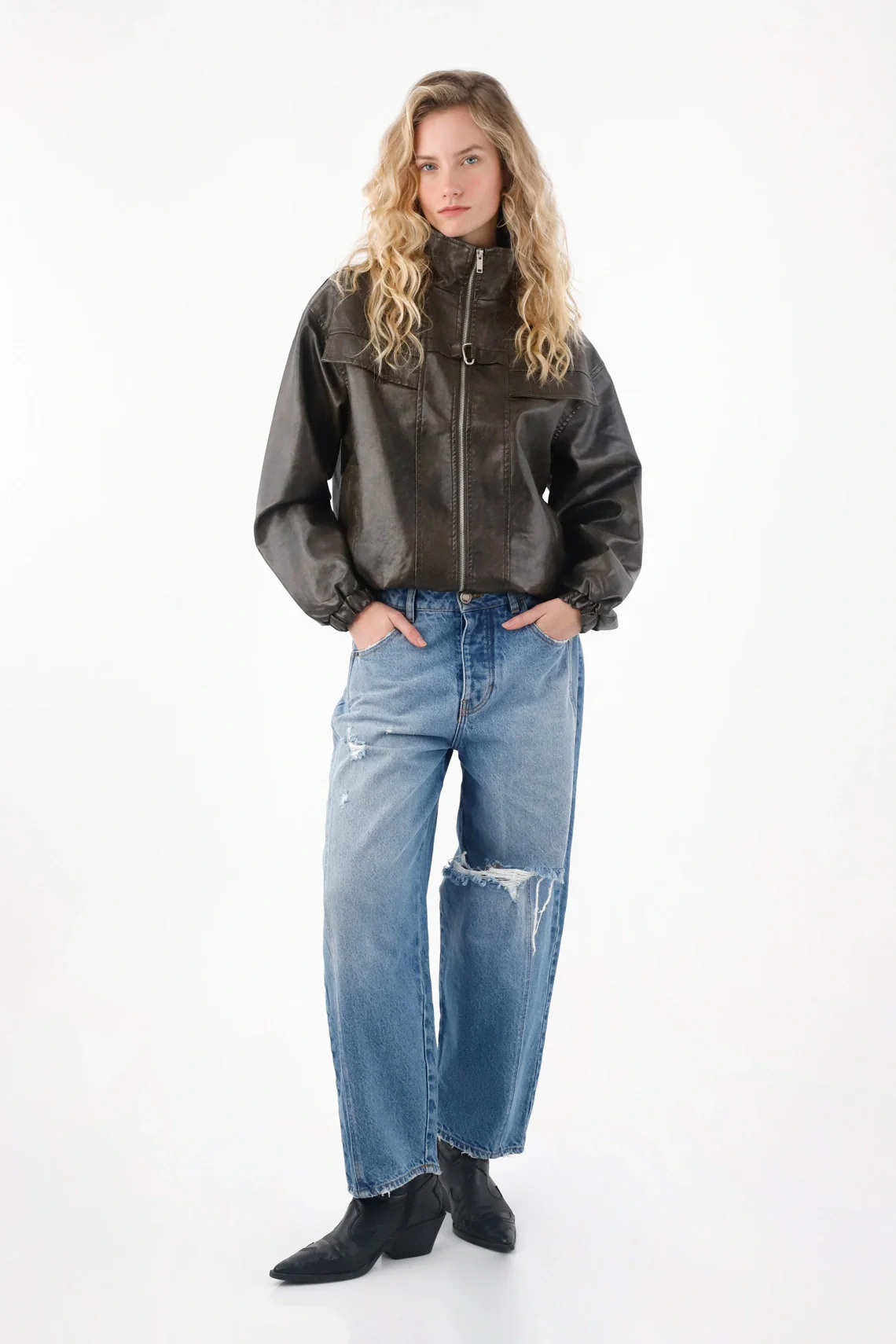 Light Blue Ripped Jeans for Women