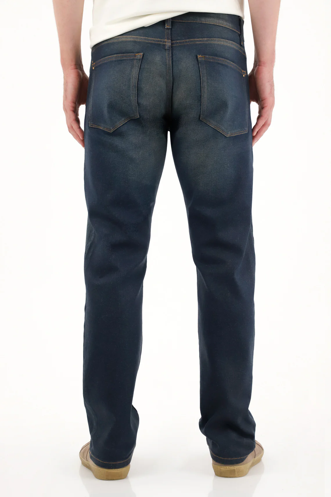 Men's Blue Resin Effect Straight Jeans - Image 4