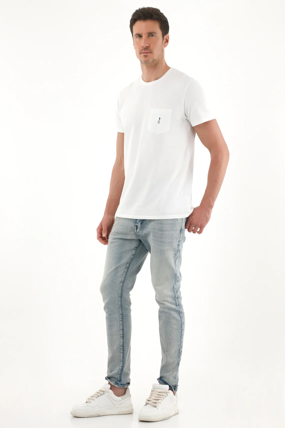 Men's Light Wash Mid-Rise Skinny Jeans - Image 2