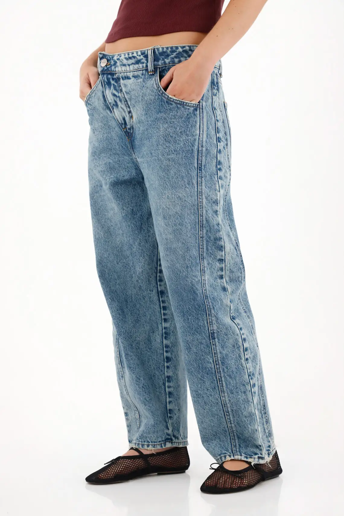 Blue Low Rise Horseshoe Jeans for Women - Image 2