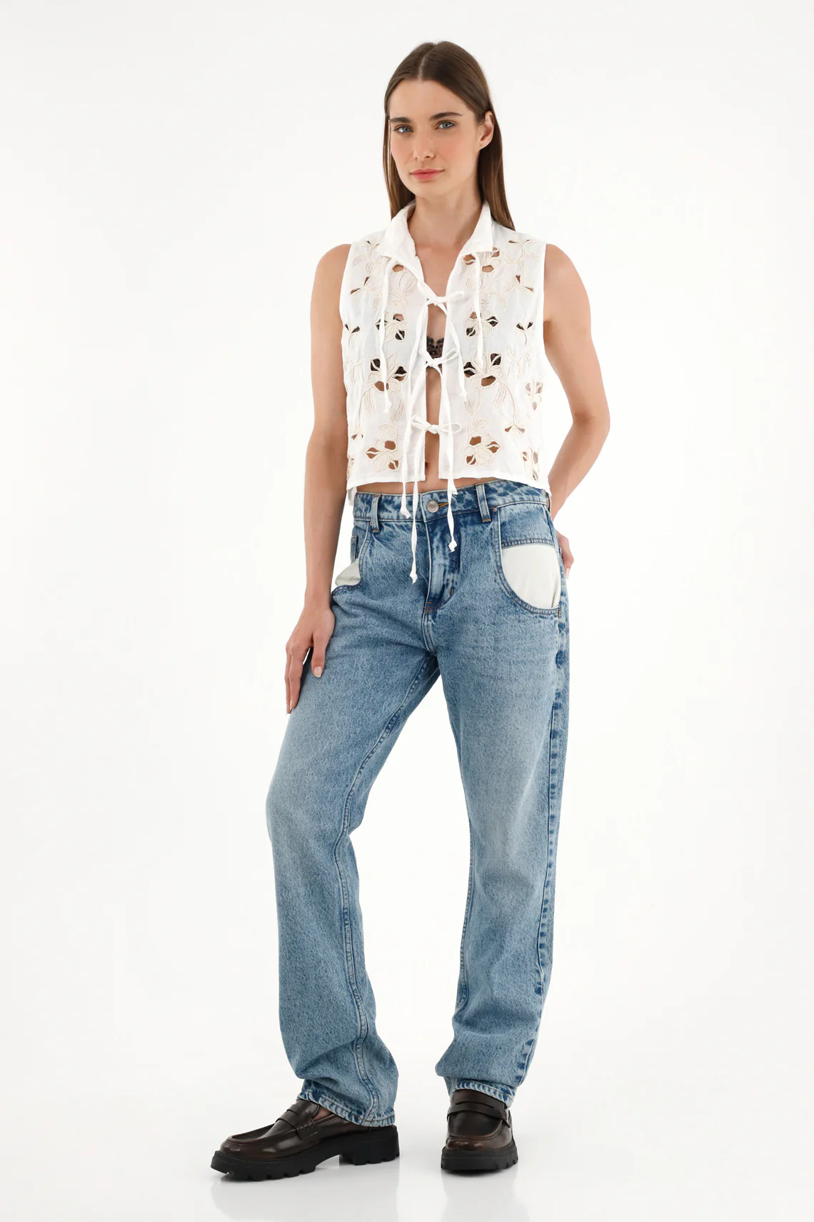 High-Waisted Straight Leg Jeans for Women in Blue