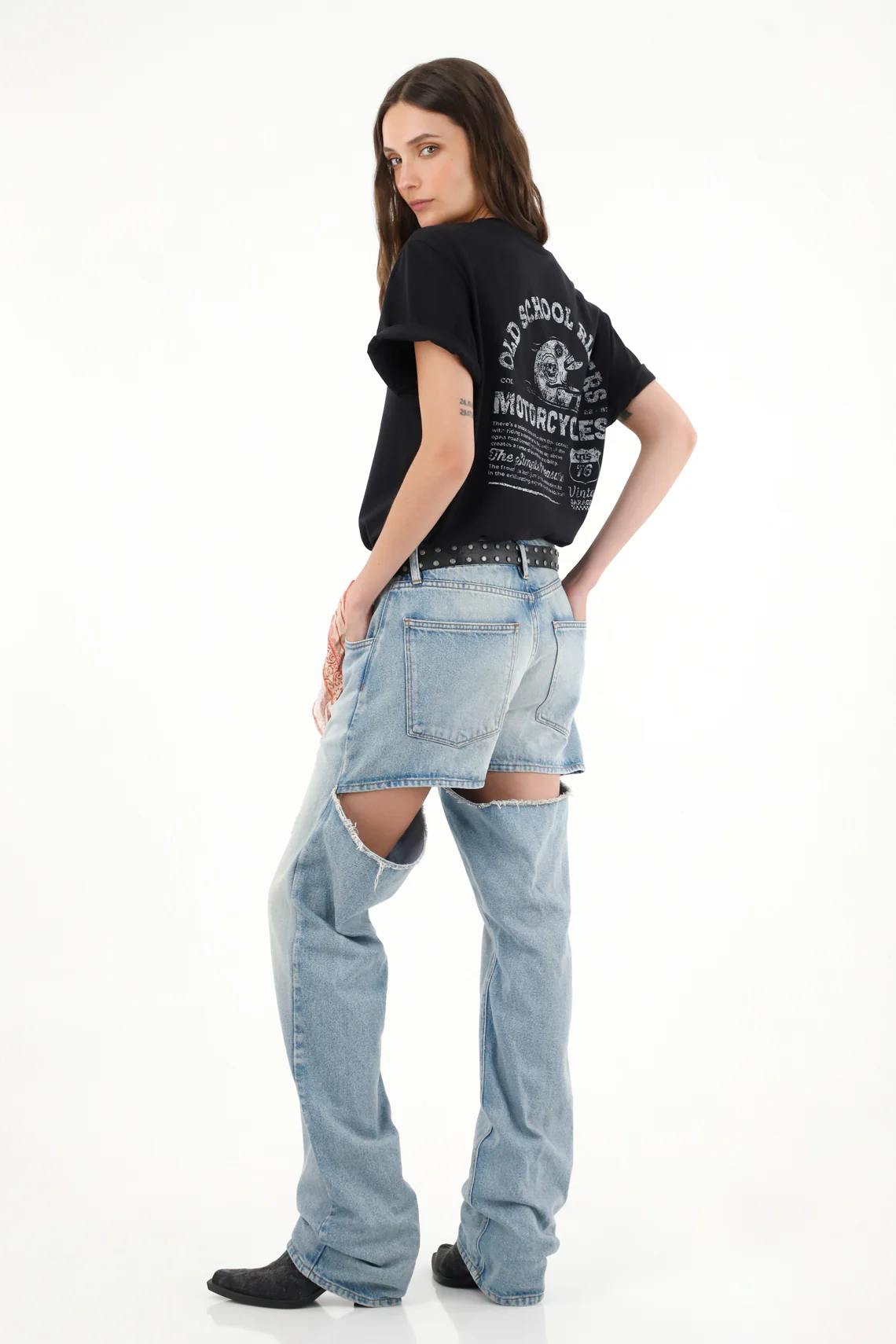 High-Rise Straight Jeans with Frayed Details for Women - Image 2