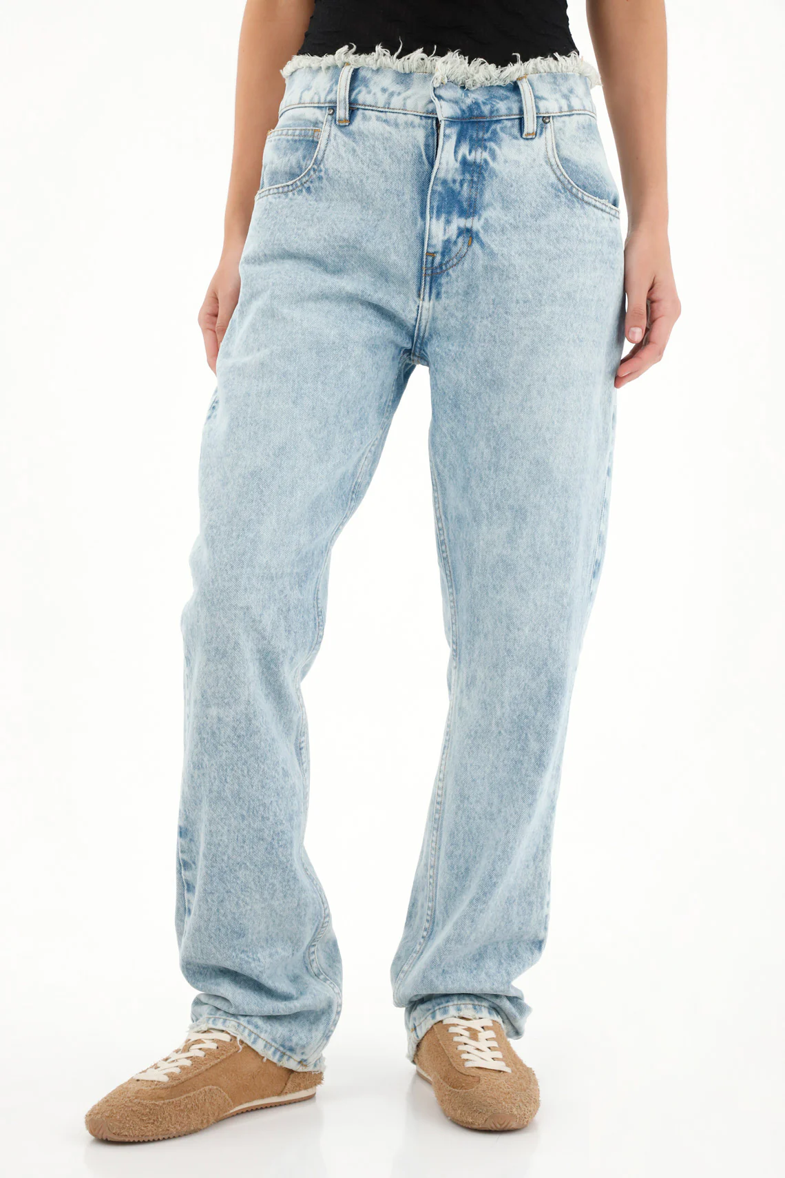 Mid-Rise Straight Leg Jeans with Raw Hem for Women - Image 3
