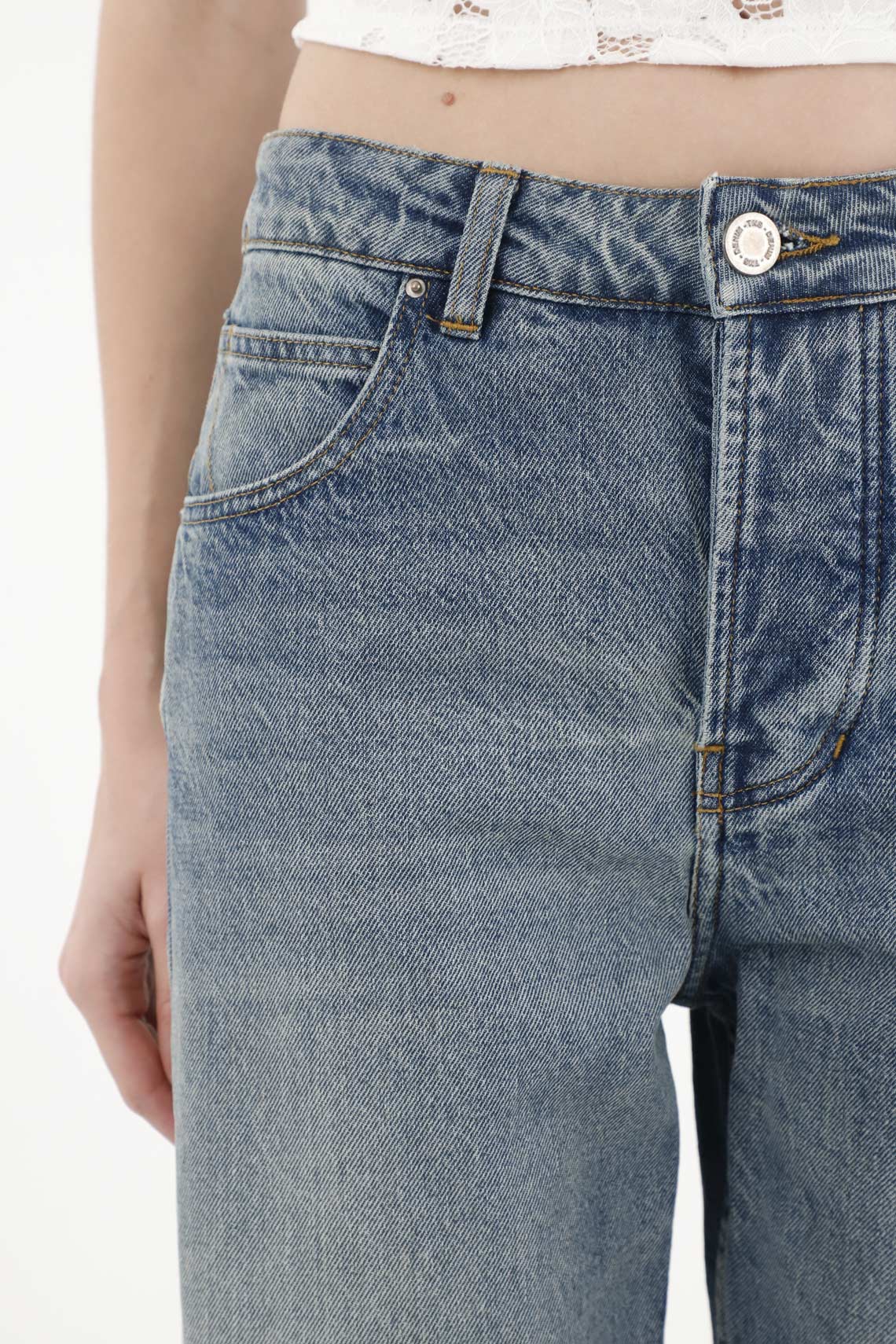 Medium Rise Straight Jeans in Blue for Women - Image 4