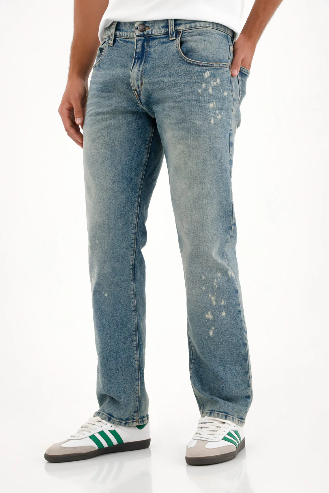 Straight Jeans with Blue Splash Effect for Men - Image 4