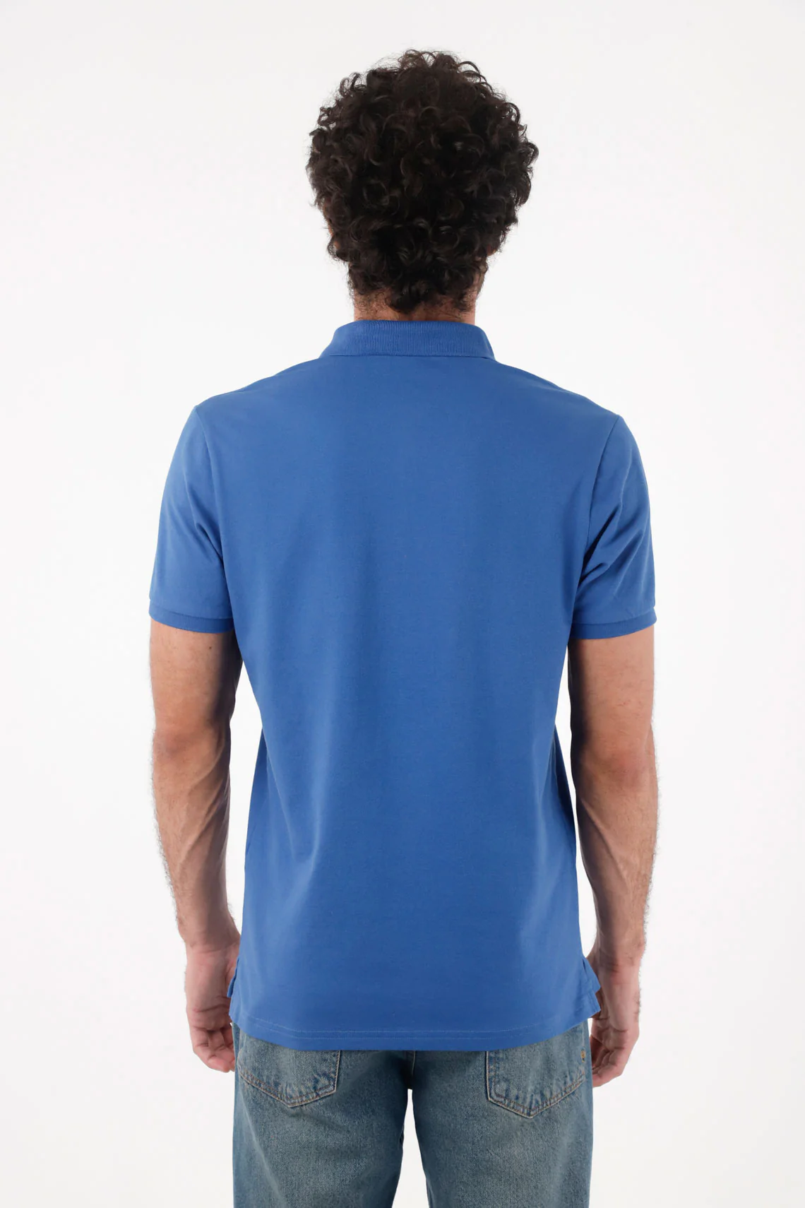 Men's Classic Fit Royal Blue Cotton Polo with Mini Embroidery - Image 4