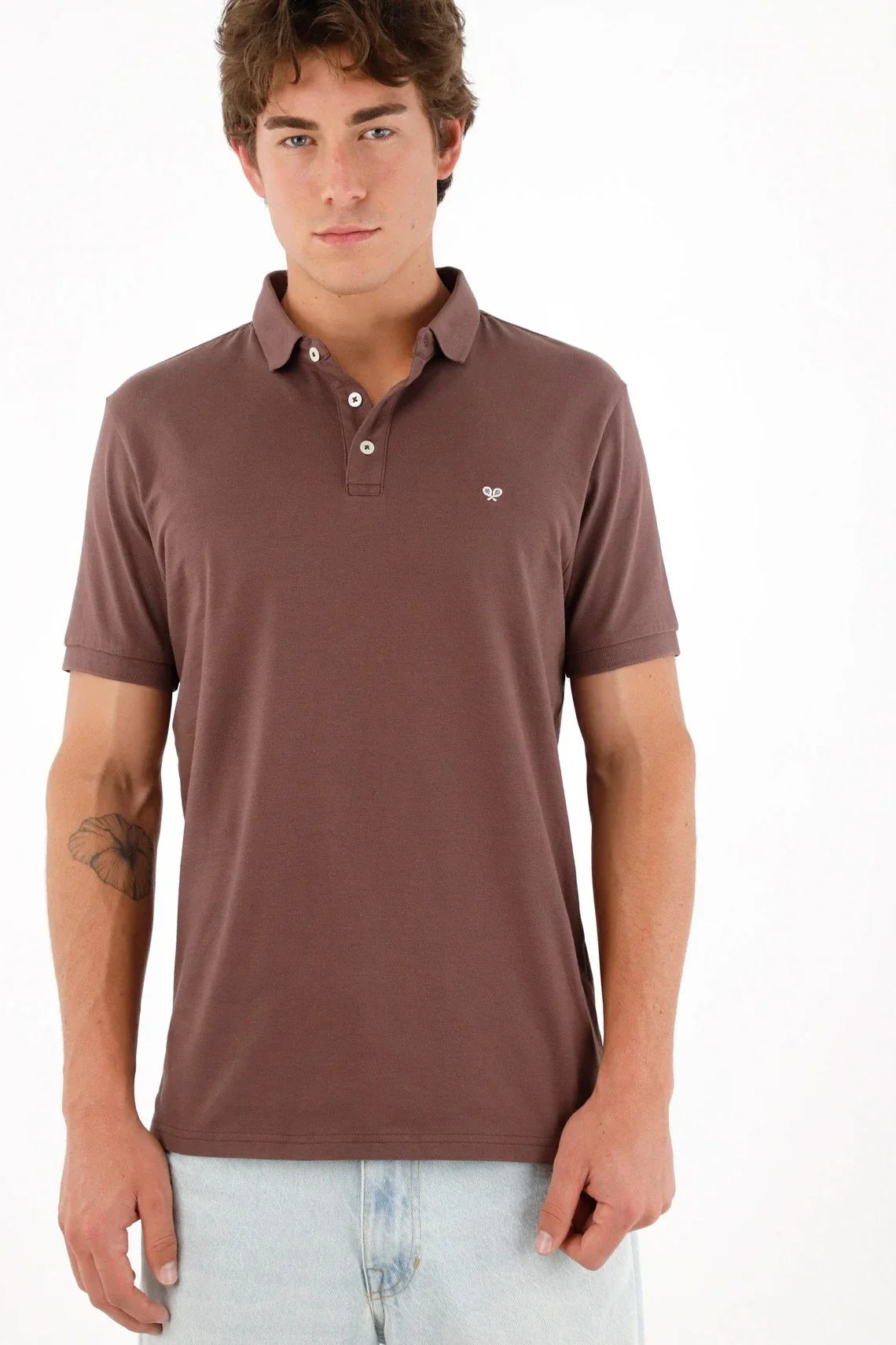 Brown Polo with Mini Racket for Men