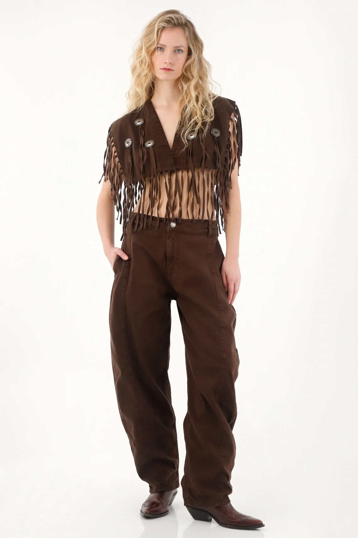 Brown Fringe Vest for Women - Image 2