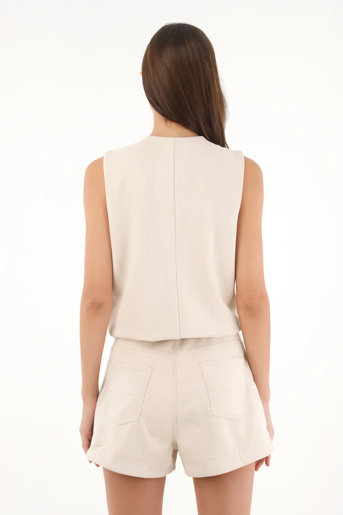 Vest in Off-White Fabric for Women - Image 4