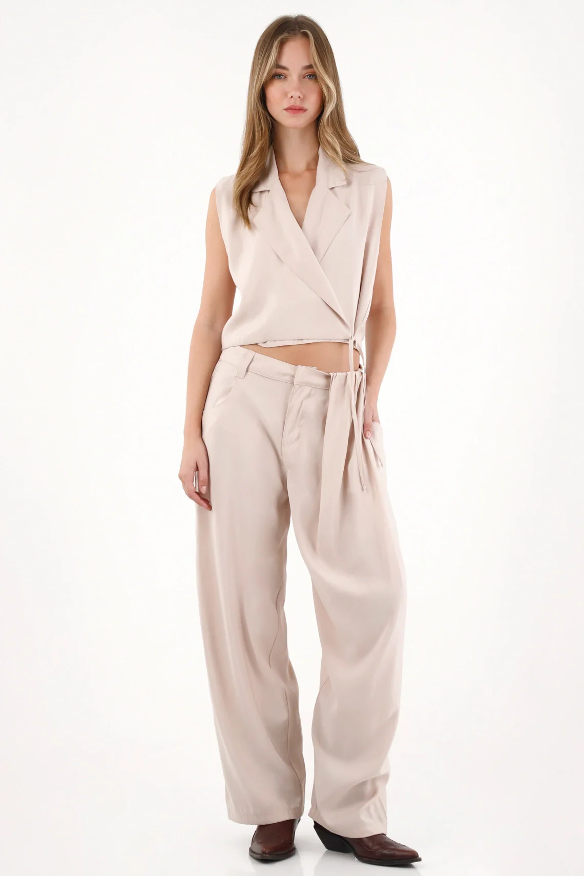 Cross-Front Vest in Off-White for Women - Image 2