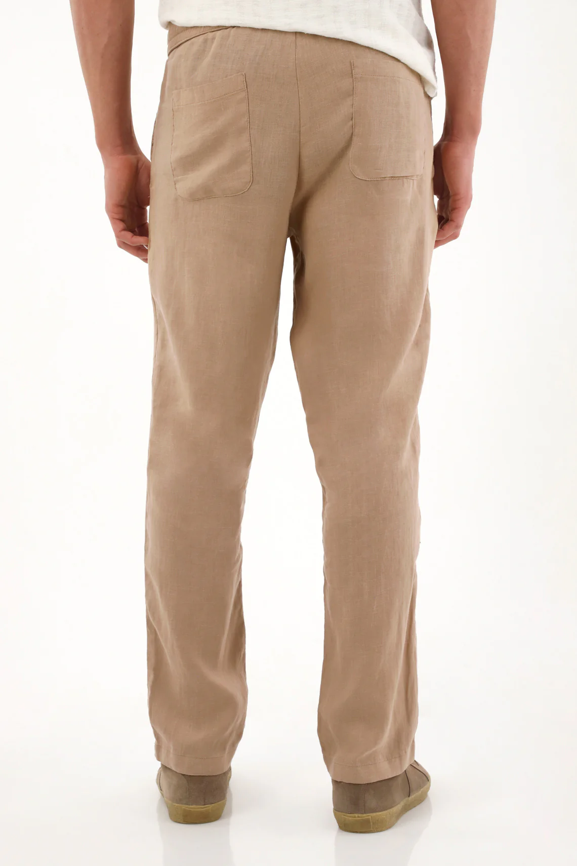 Men's 100 Percent Linen Brown Chino Pants - Image 4