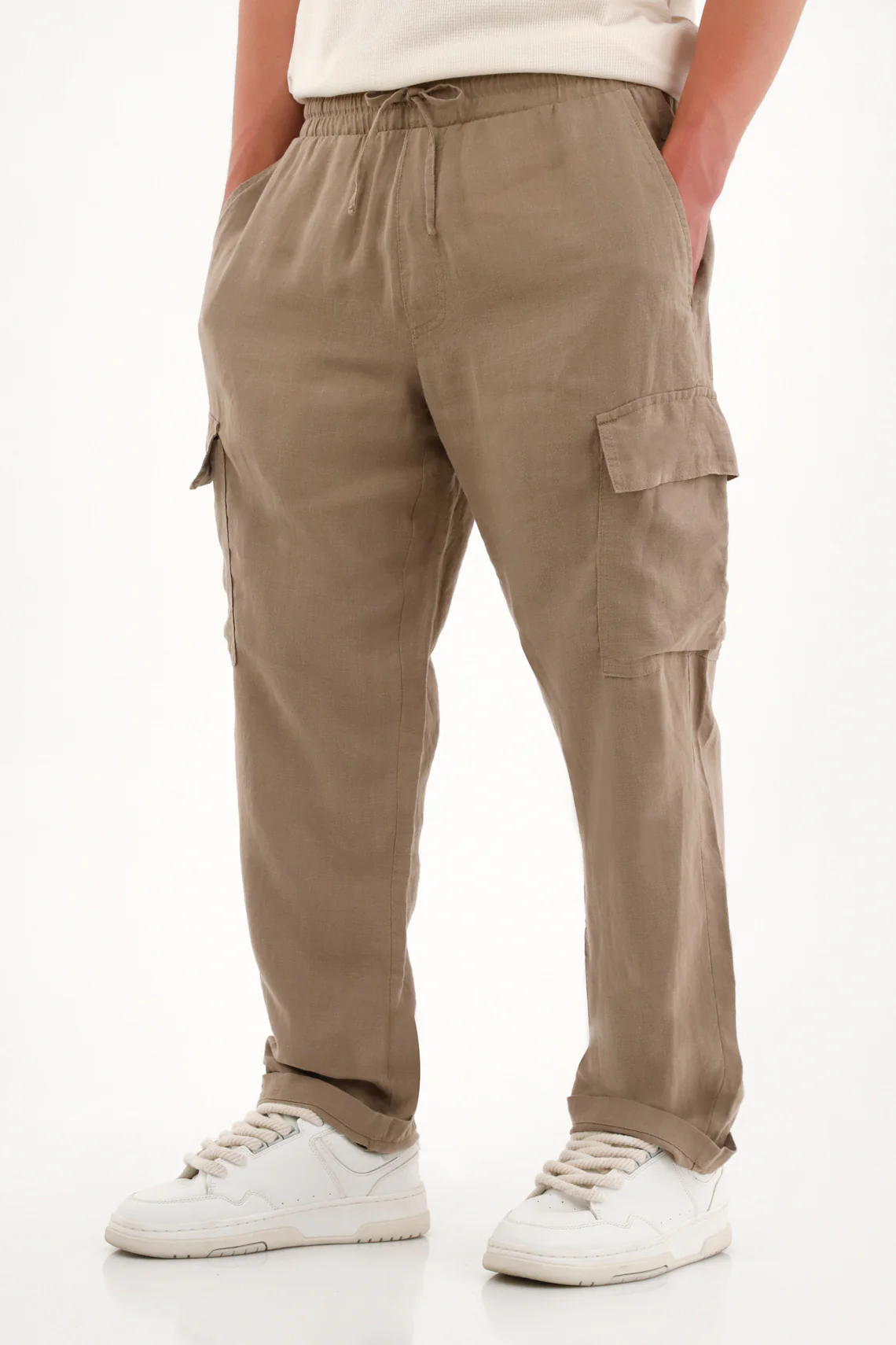 Men's Straight Leg Brown 100% Linen Pants - Image 2