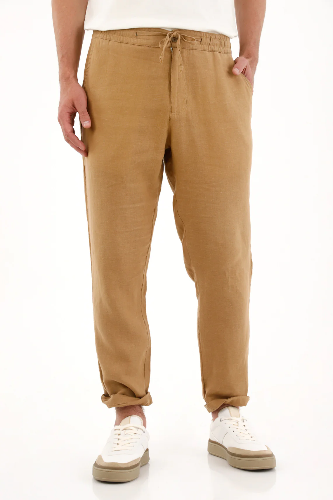 Men's 100% Linen Brown Chino Pants