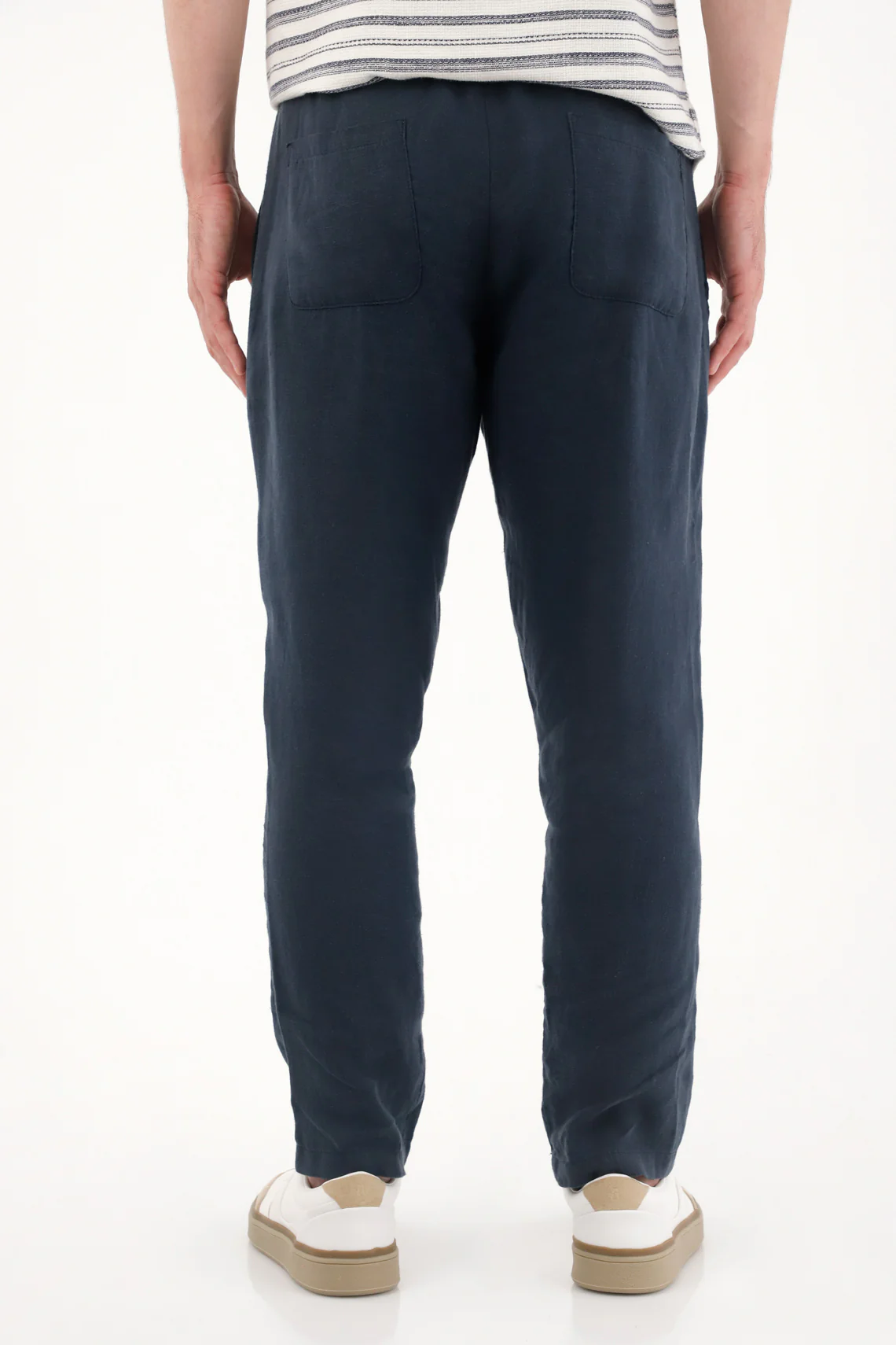 Blue 100% Linen Chino Pants for Men - Image 2