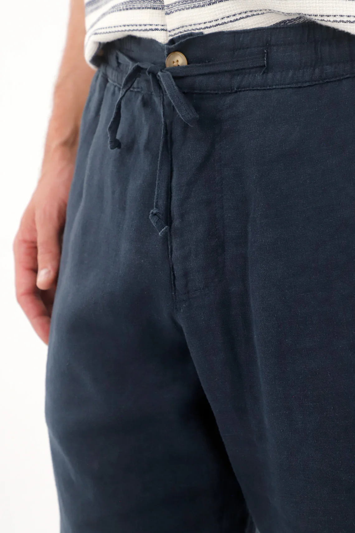 Blue 100% Linen Chino Pants for Men - Image 3