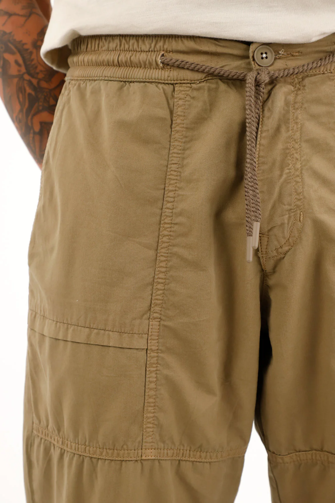 Men's Straight Pants with Brown Drawstring Waistband - Image 3