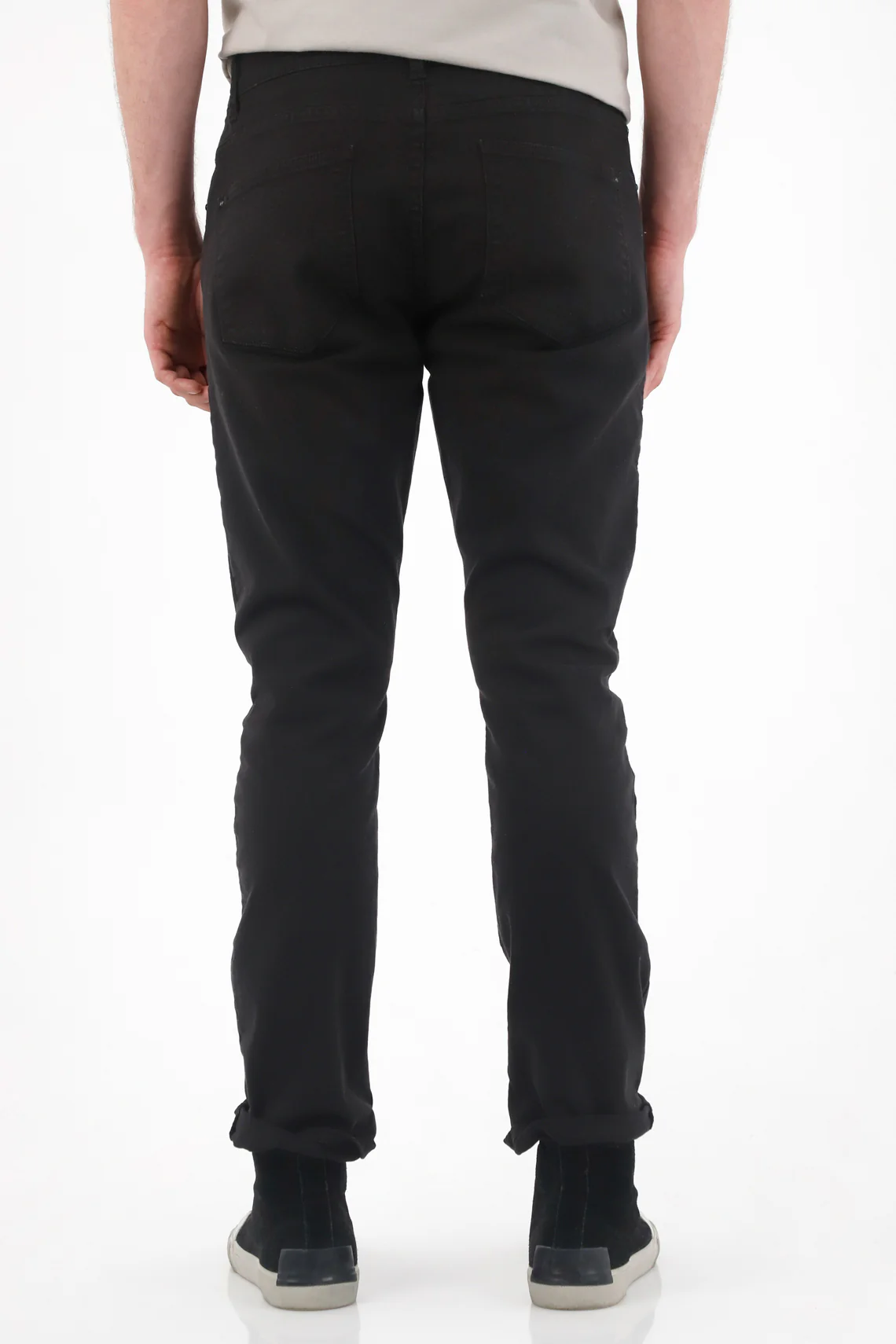 Straight Leg Five Pocket Black Pants for Men - Image 2