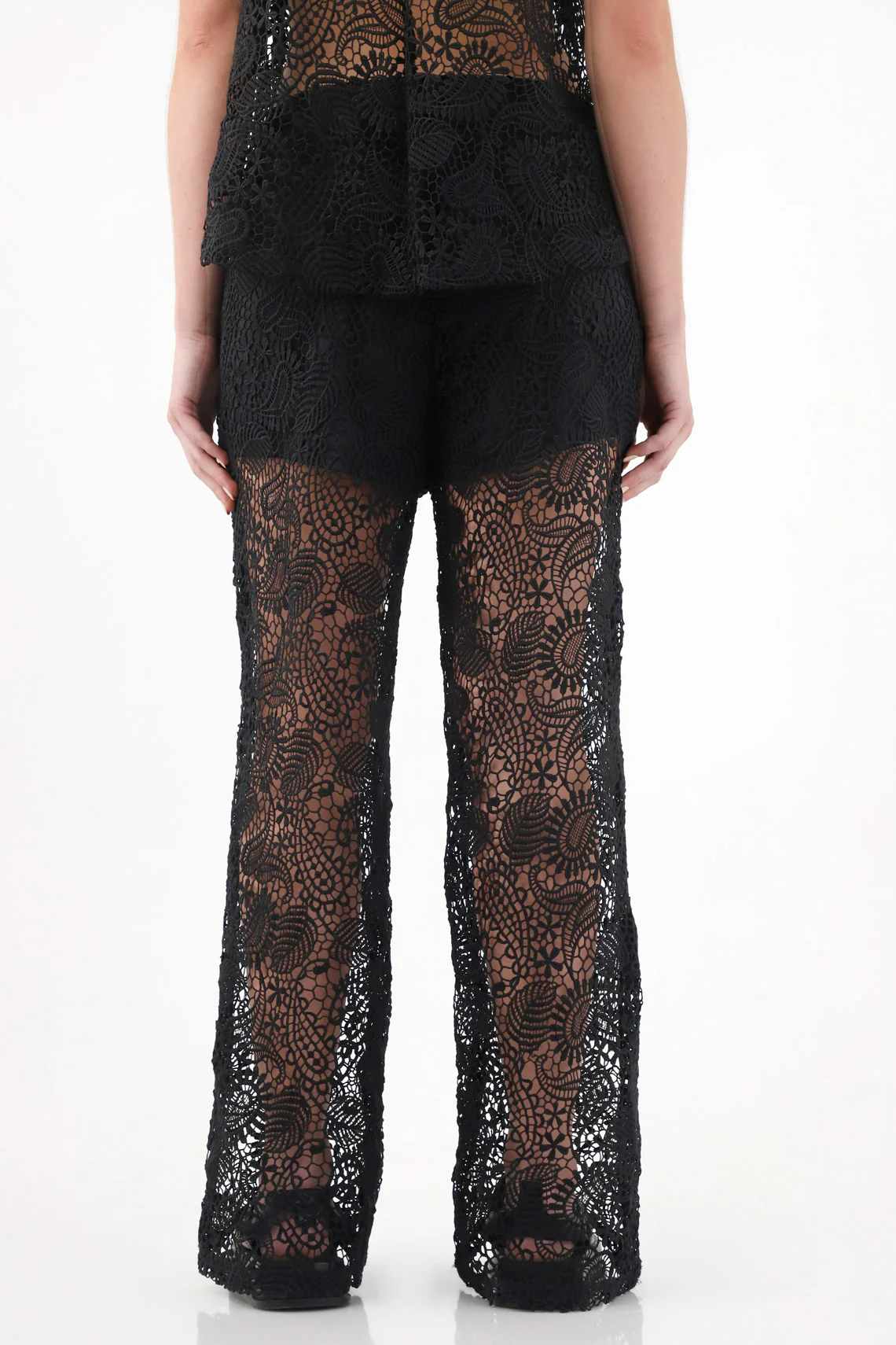 Women's Black Lace Straight Leg Pants - Image 4