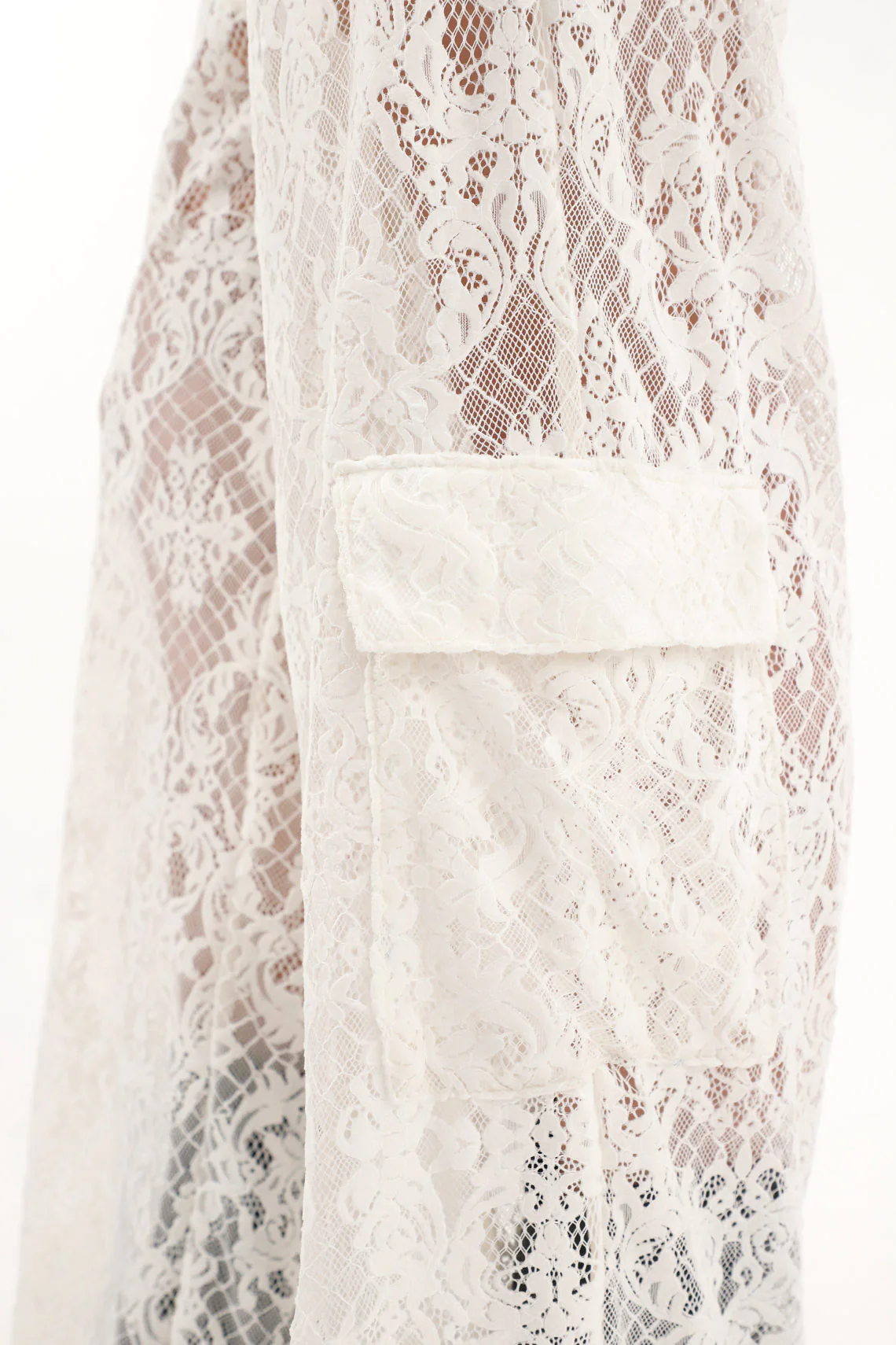 Women's Cream Wide Leg Lace Pants - Image 4