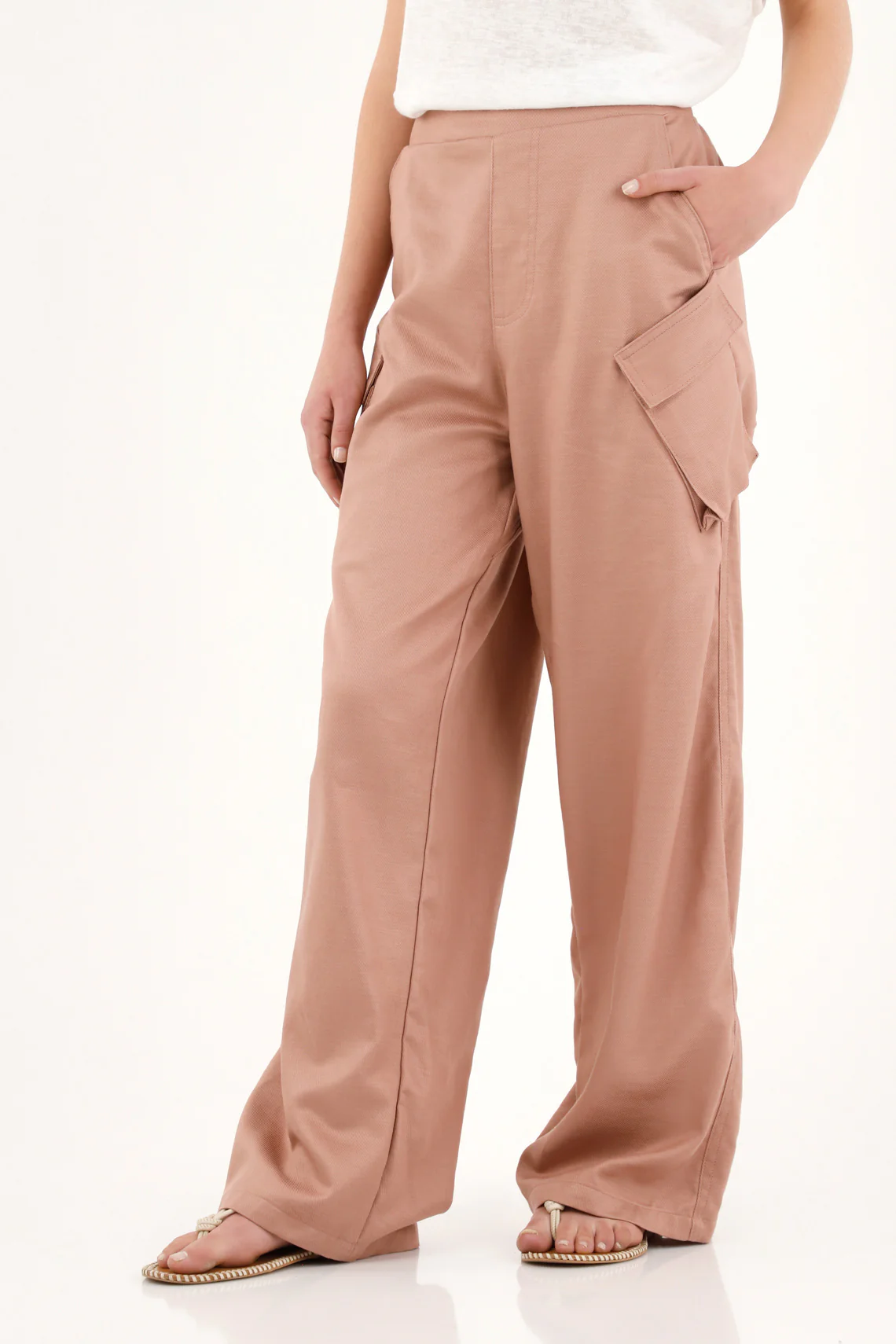 Women's Pink Oversized Cargo Pants with Pockets