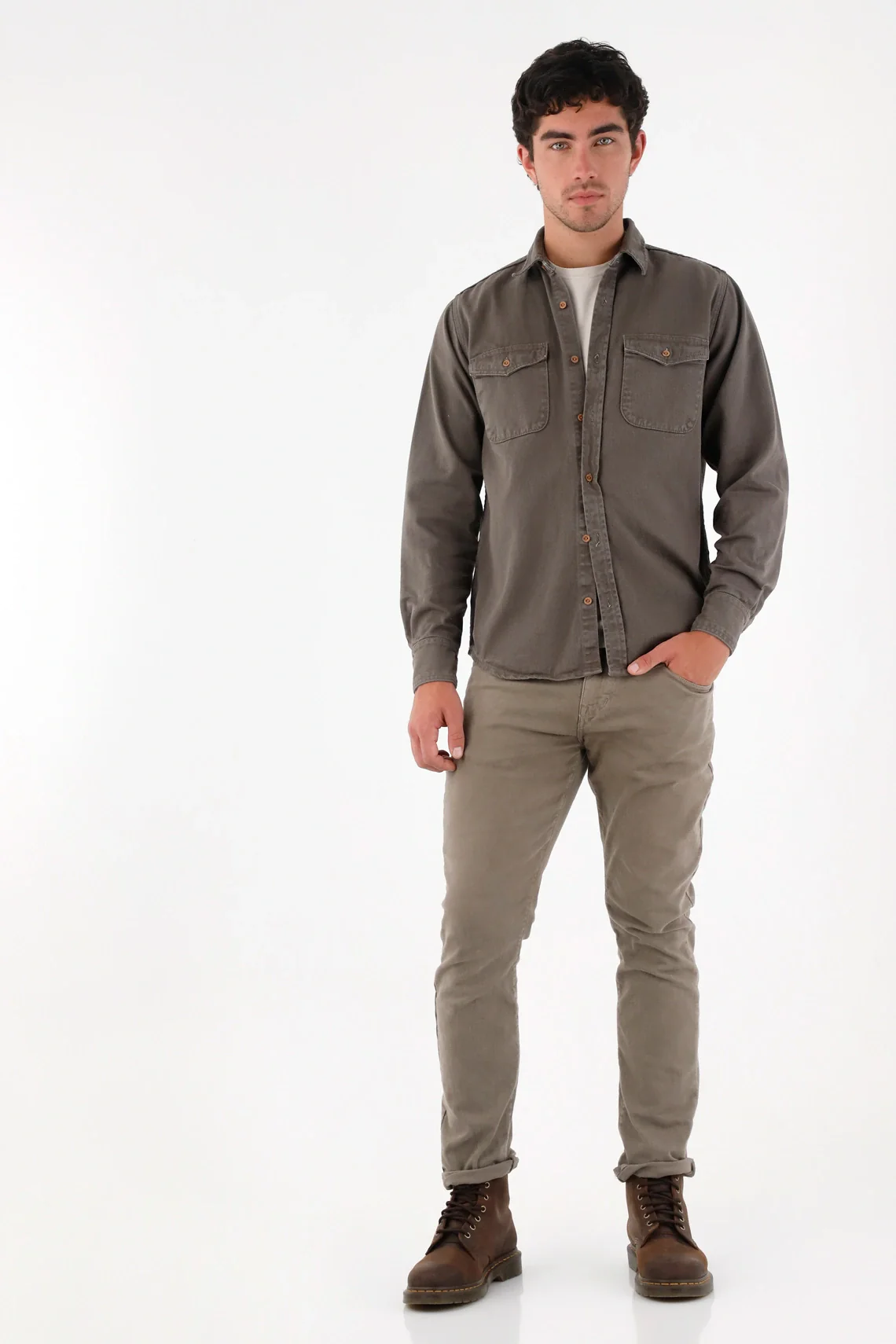 Gray Straight Leg Five Pocket Pants for Men