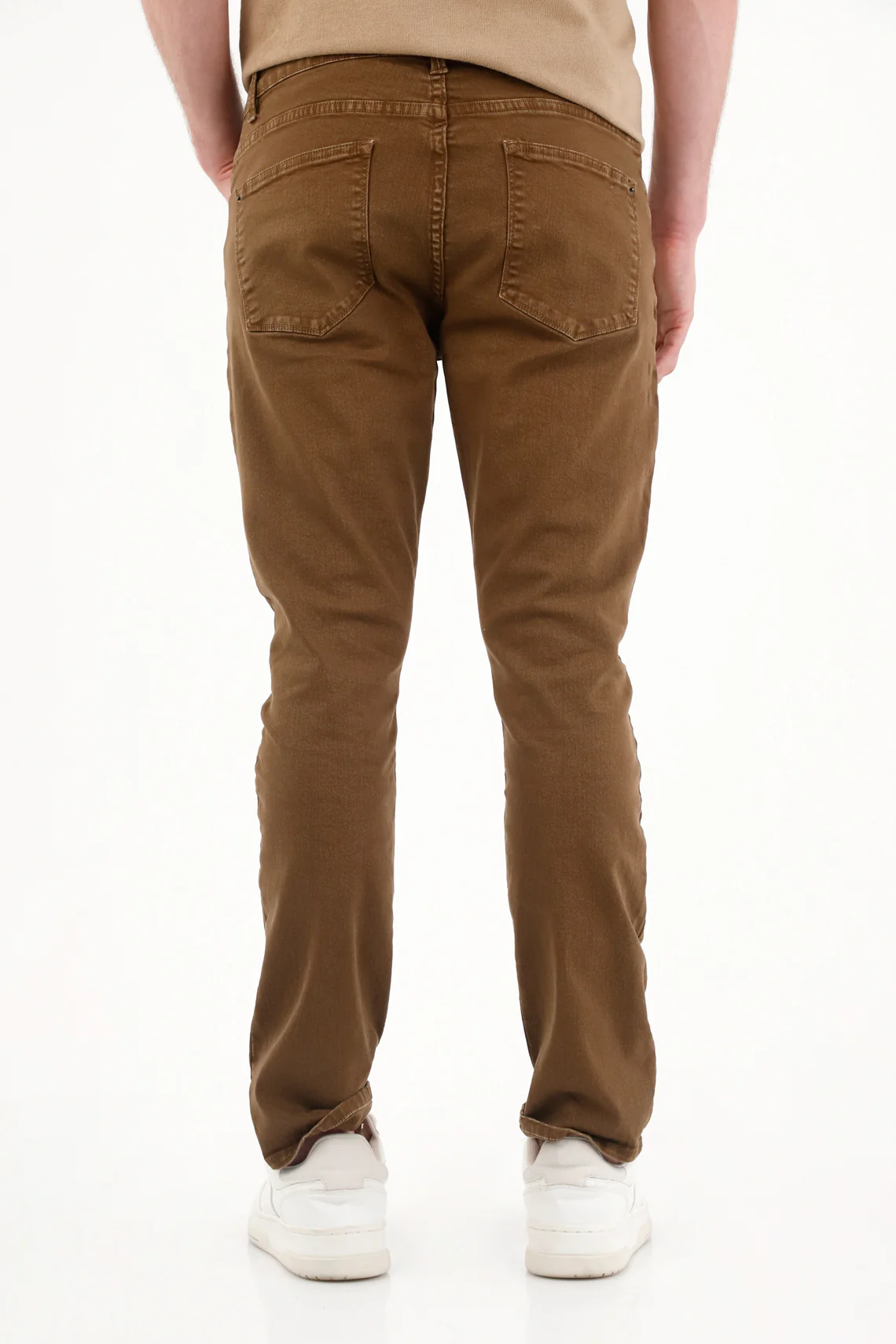 Straight Five-Pocket Brown Pants for Men - Image 2