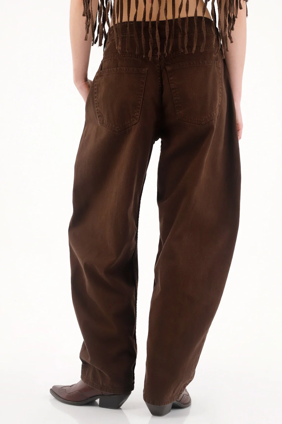 Barrel Pants with Pockets in Brown for Women - Image 4
