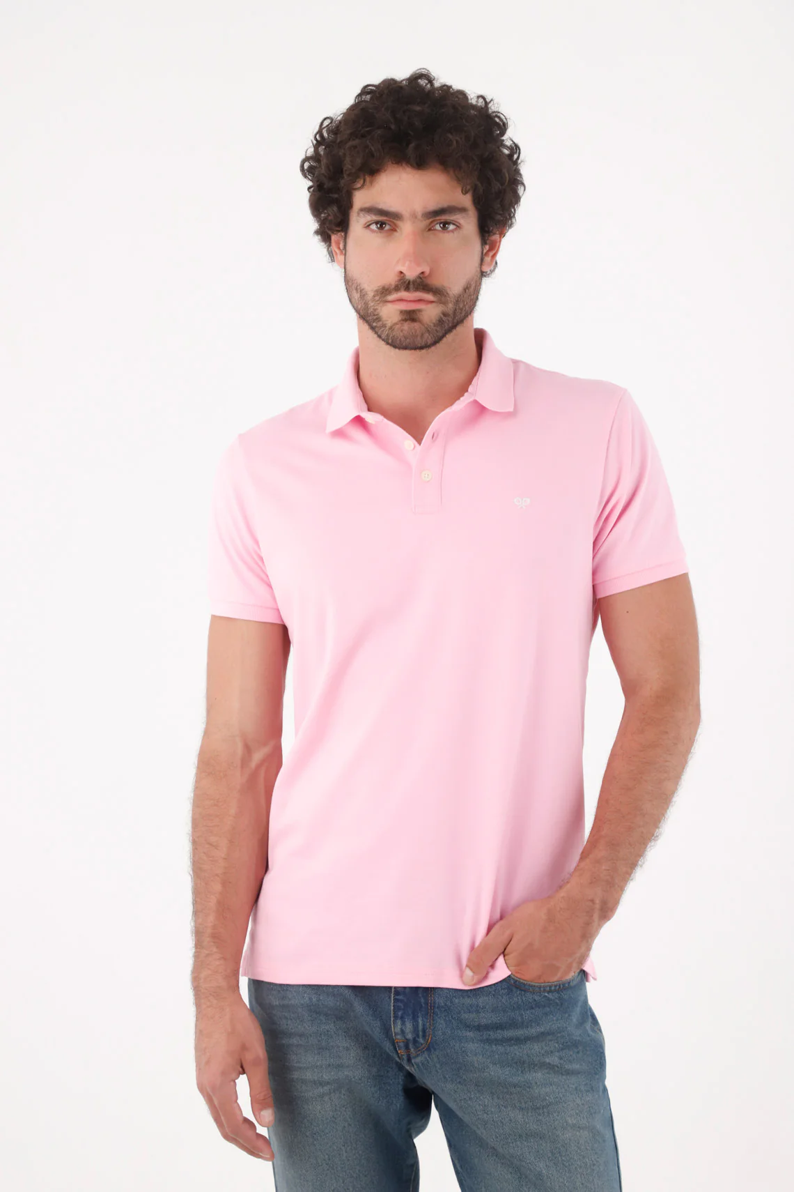 Regular Fit Pink Cotton Polo for Men with Solid Pastel Tone