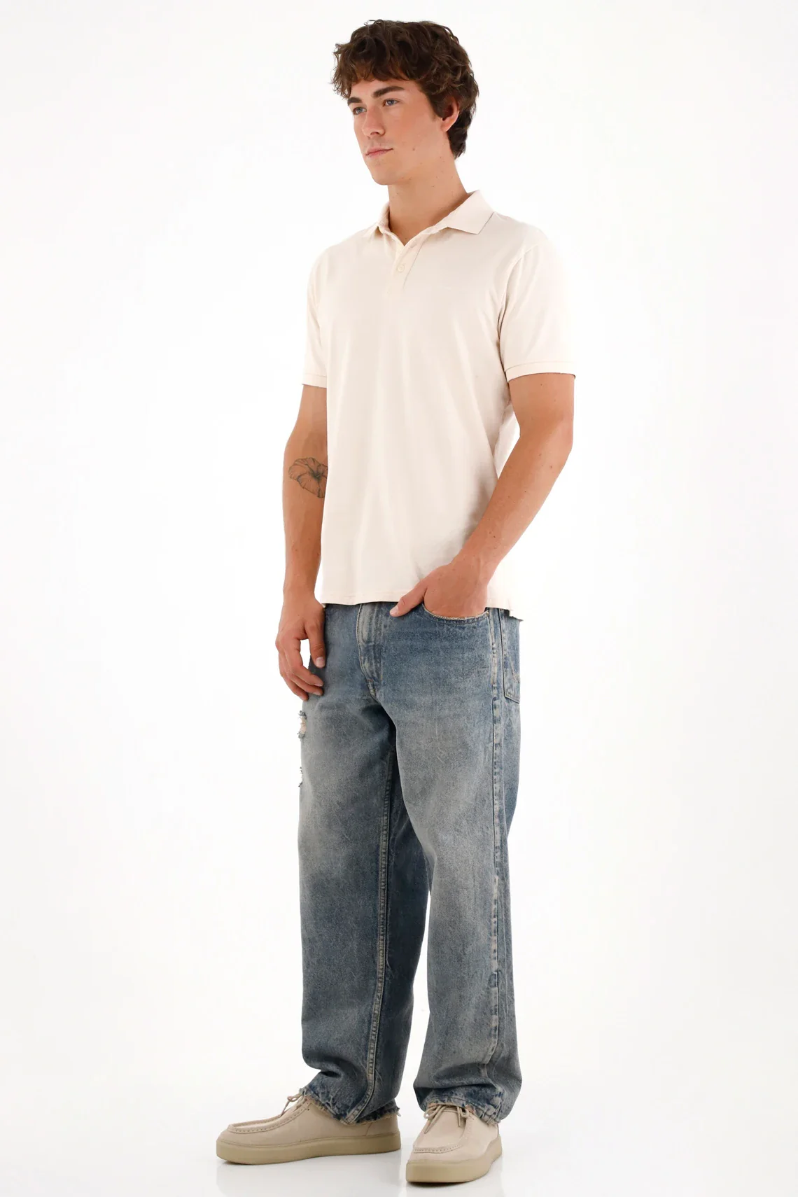 Off-White Polo with Mini Racket for Men - Image 4
