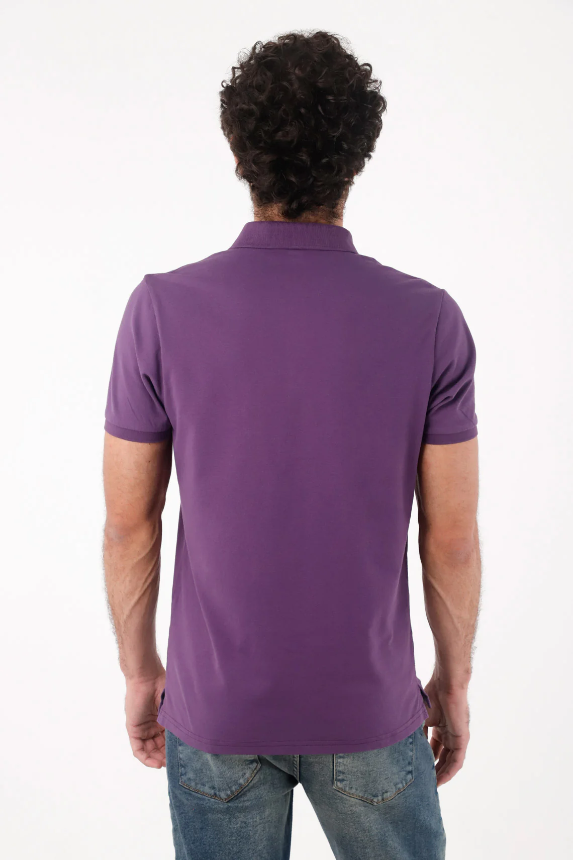Men's Regular Fit Purple Cotton Polo with Mini Embroidered Logo - Image 4