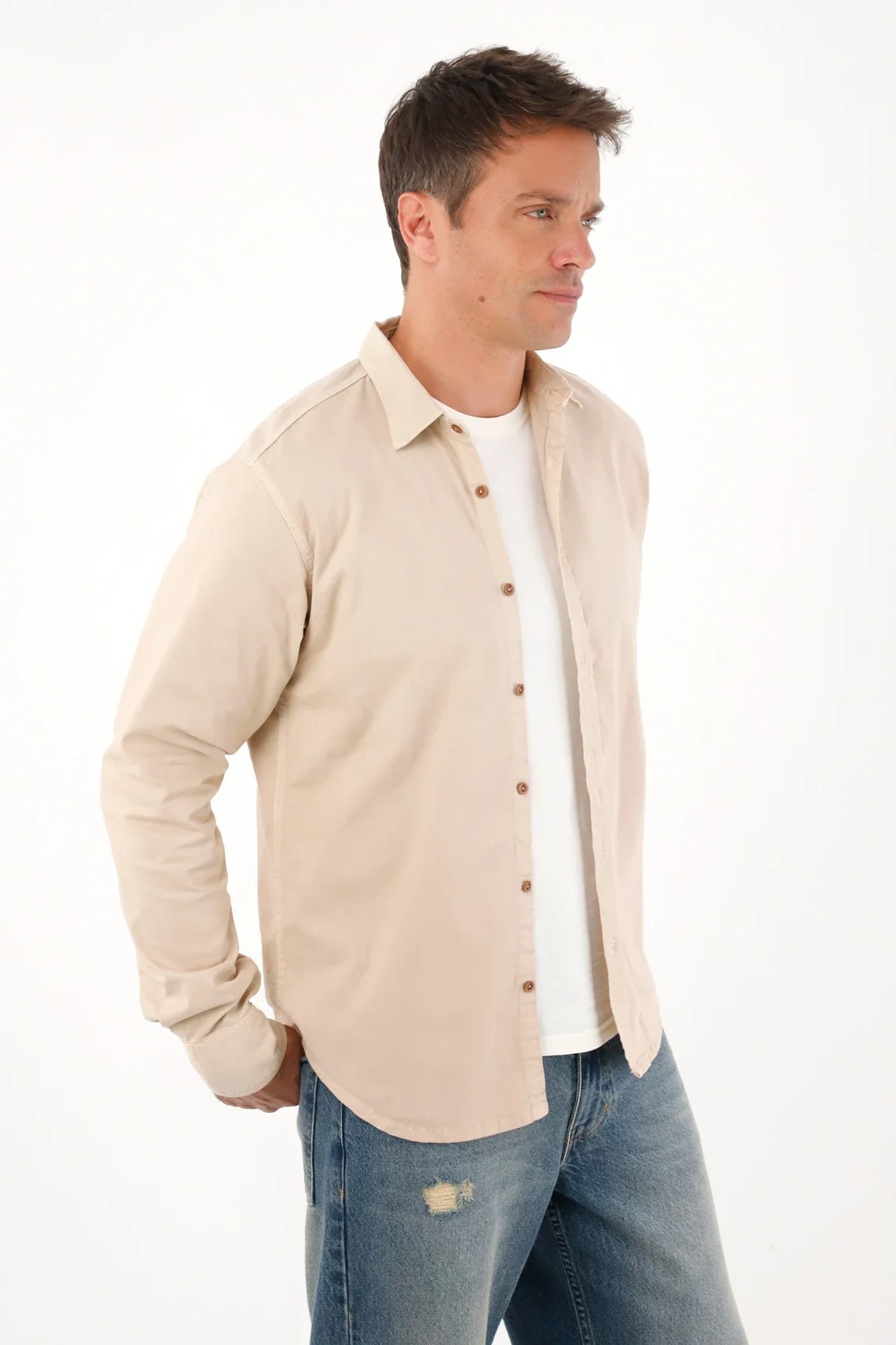 Classic Long Sleeve Shirt in Brown for Men - Image 2