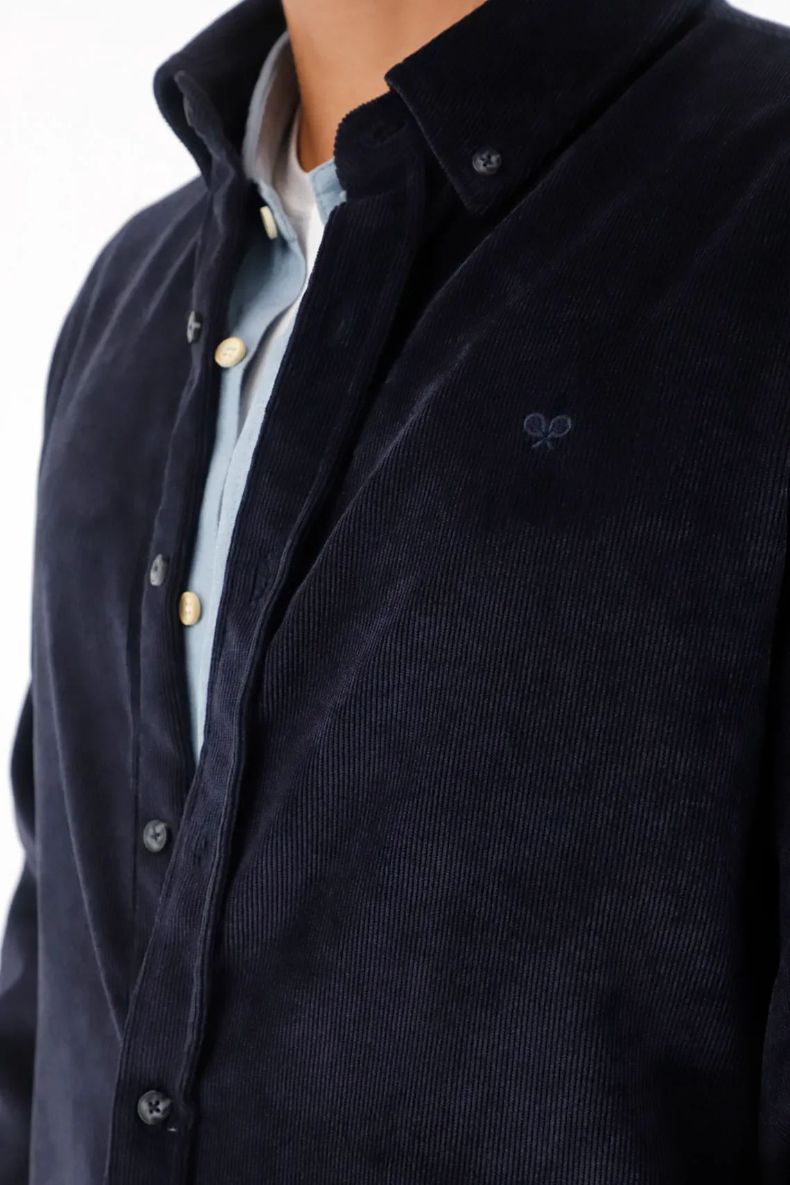 Shirt in 100% linen blue for men - Image 3
