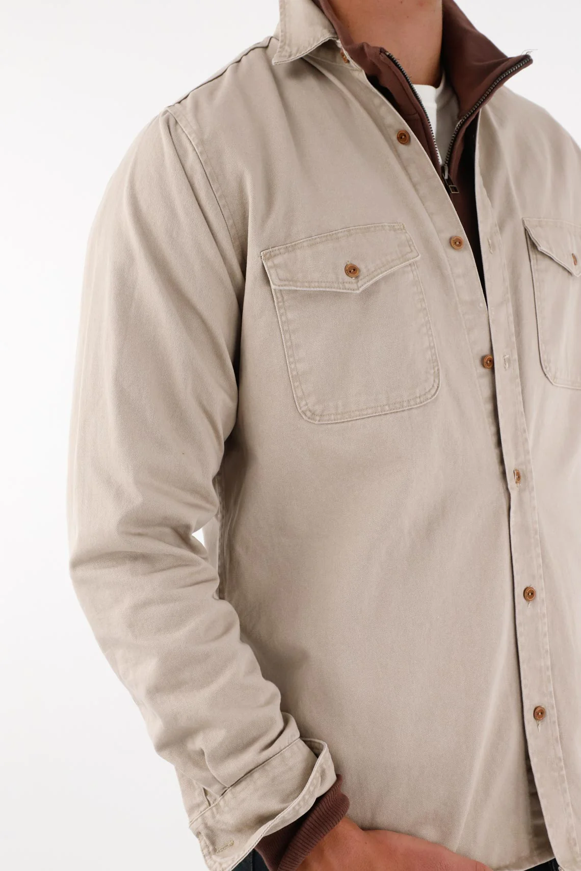 Brown Shirt Jacket for Men - Image 4