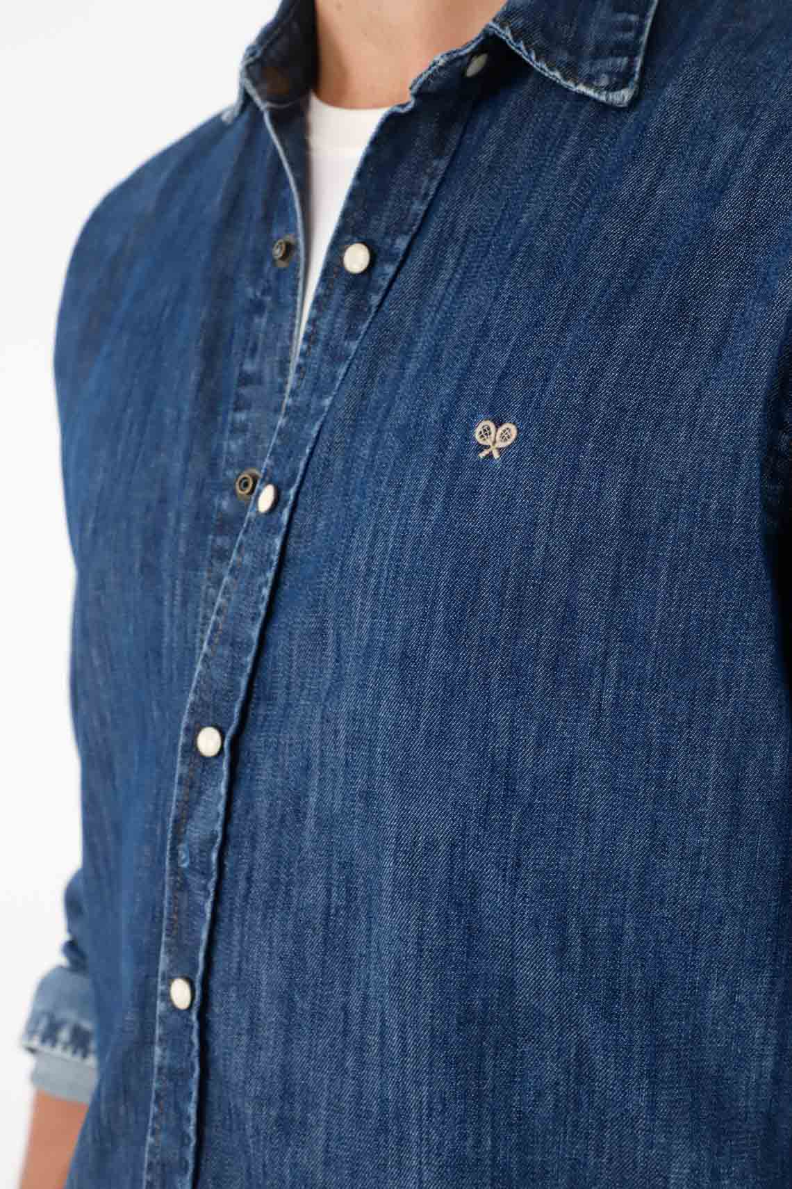Long Sleeve Blue Shirt for Men - Image 3