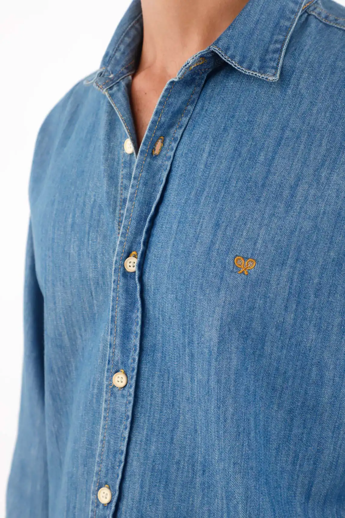 Shirt for men in regular fit blue cotton long sleeve - Image 5