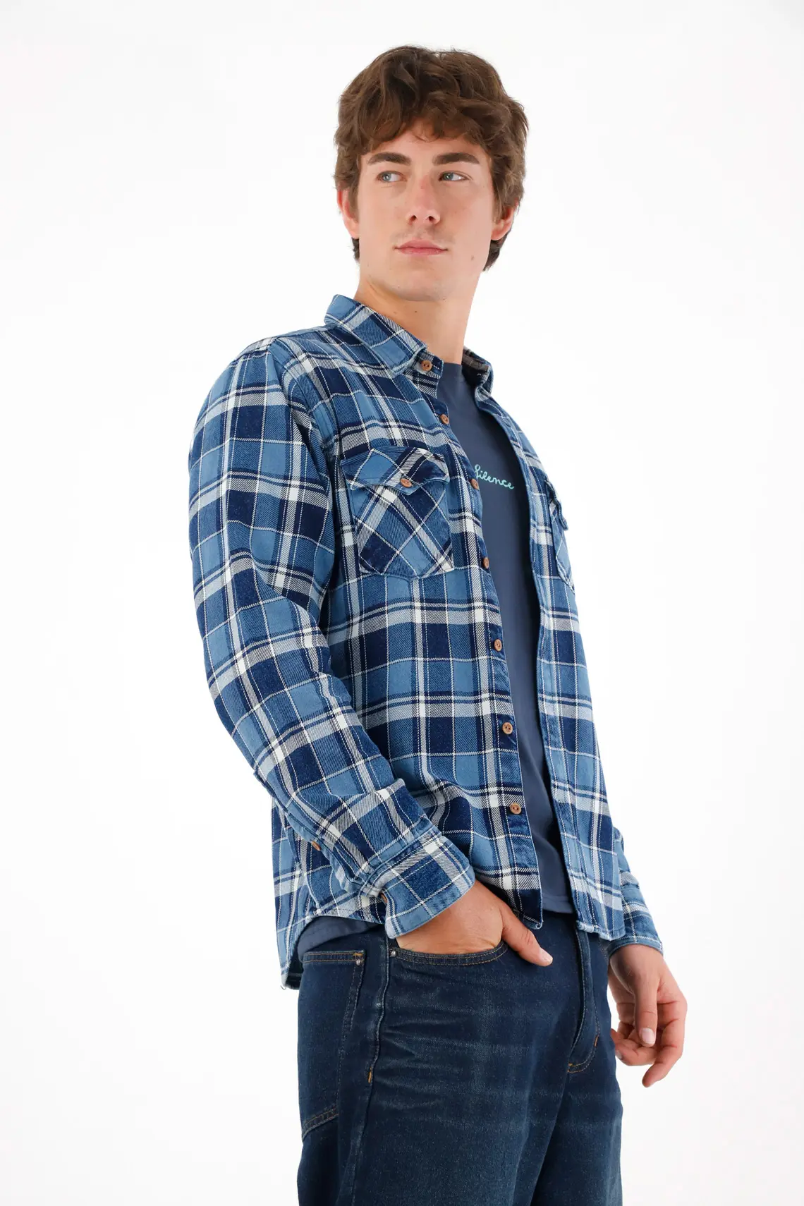 Plaid Shirt with Pockets in Purple for Men - Image 2