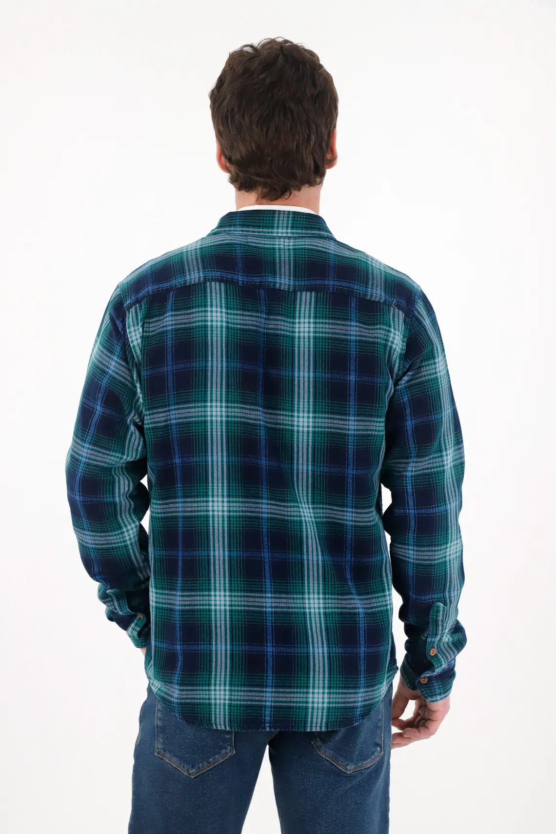 Green Checkered Flannel Shirt for Men - Image 4