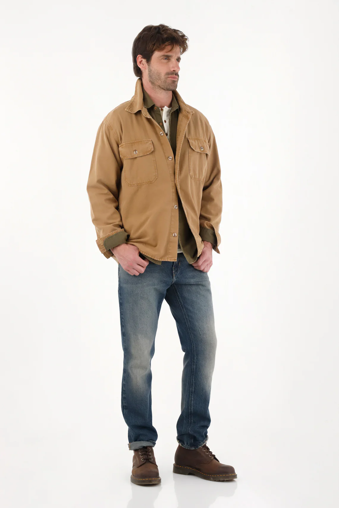 Classic Long Sleeve Shirt in Brown for Men - Image 3
