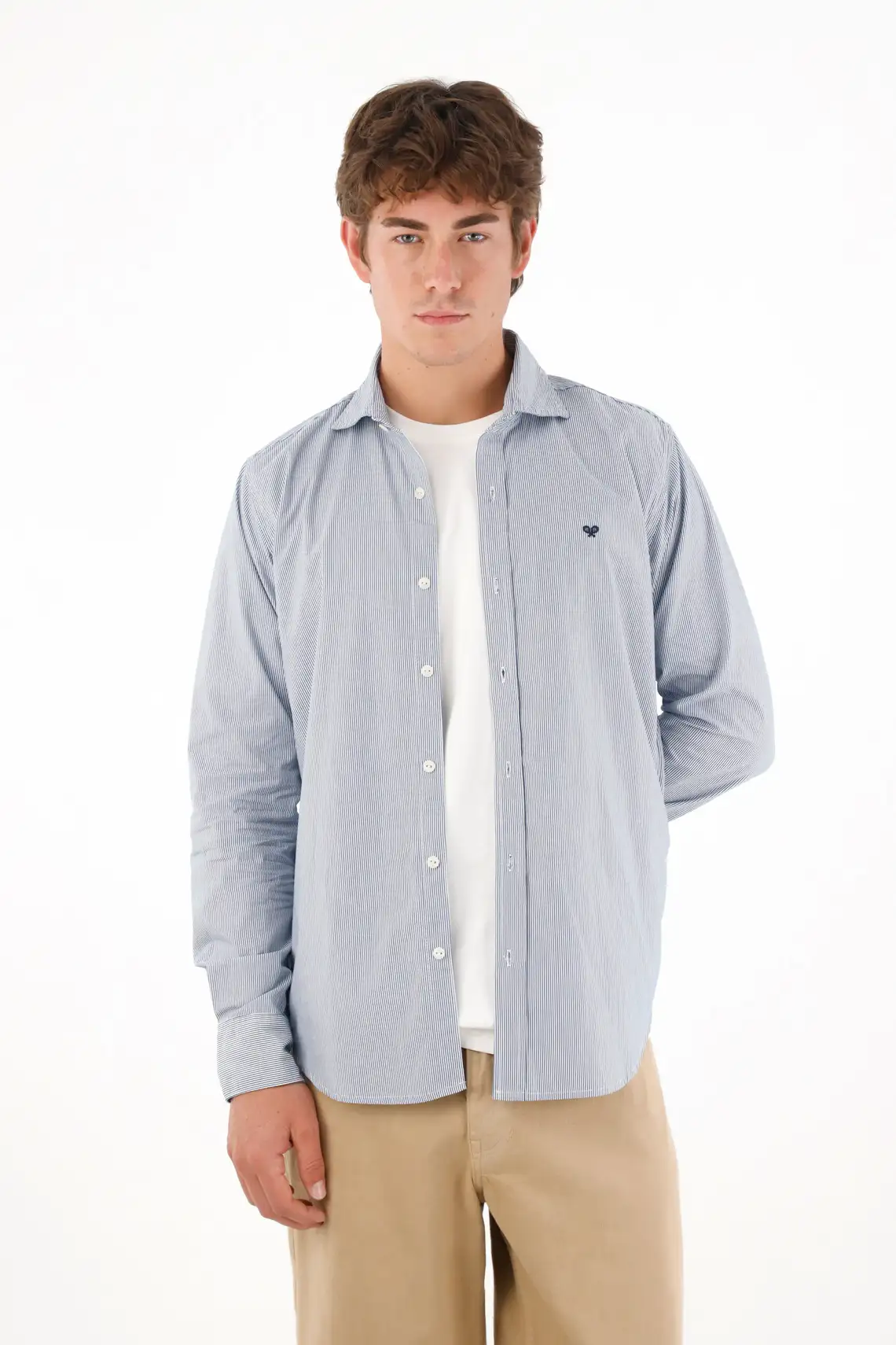 Long Sleeve Striped Blue Shirt for Men
