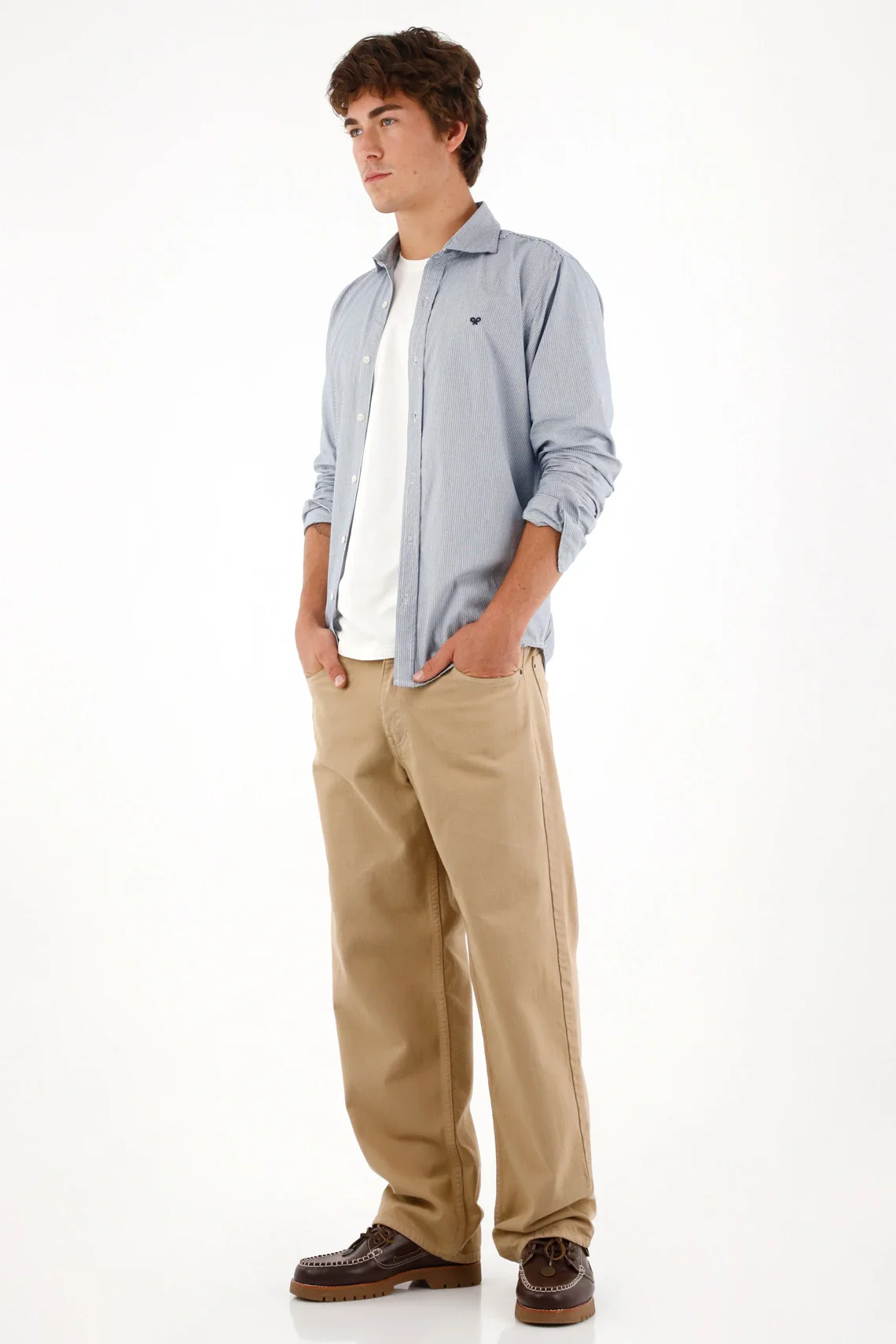 Long Sleeve Striped Blue Shirt for Men - Image 3