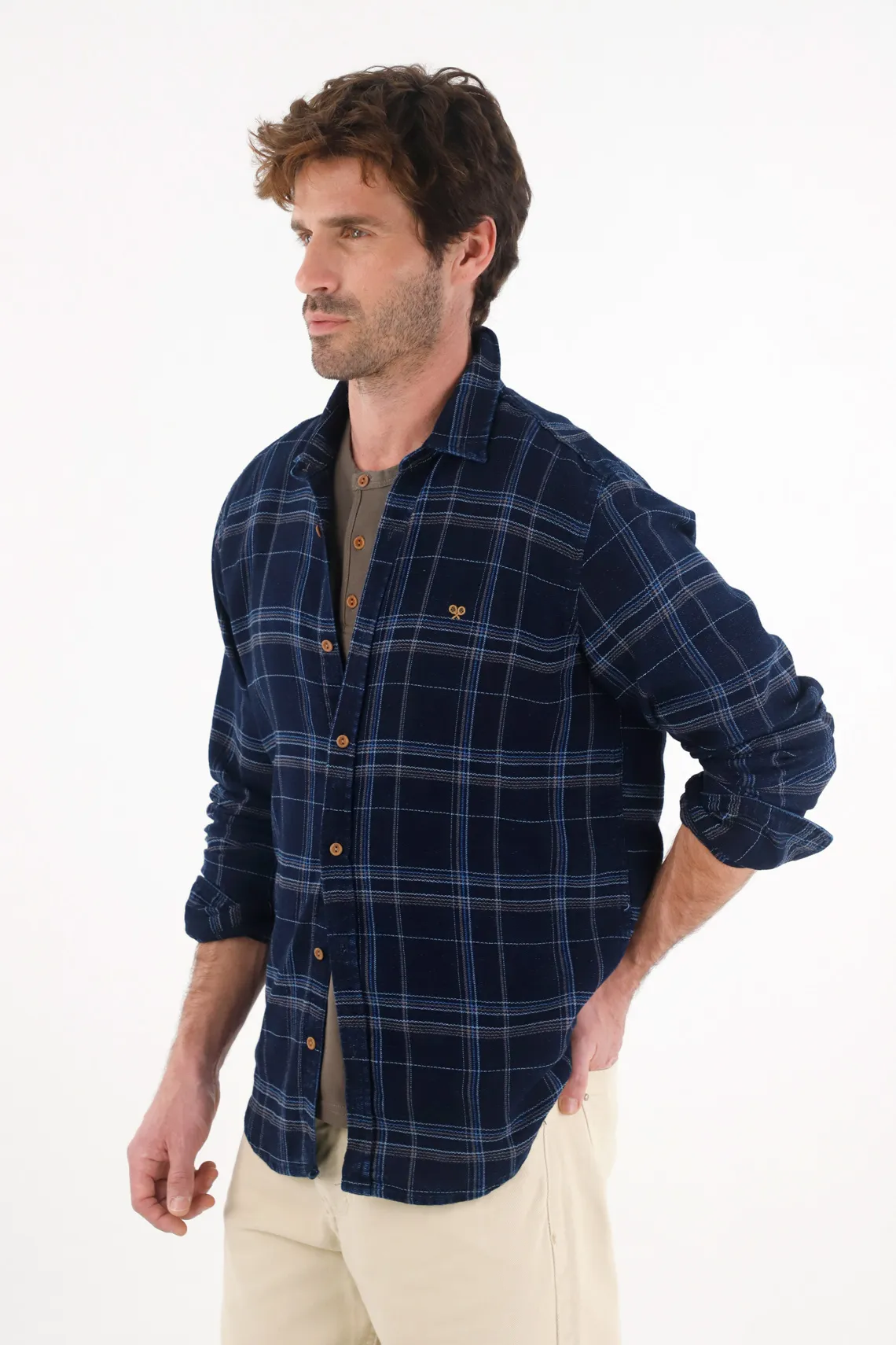 Blue Checkered Flannel Shirt for Men