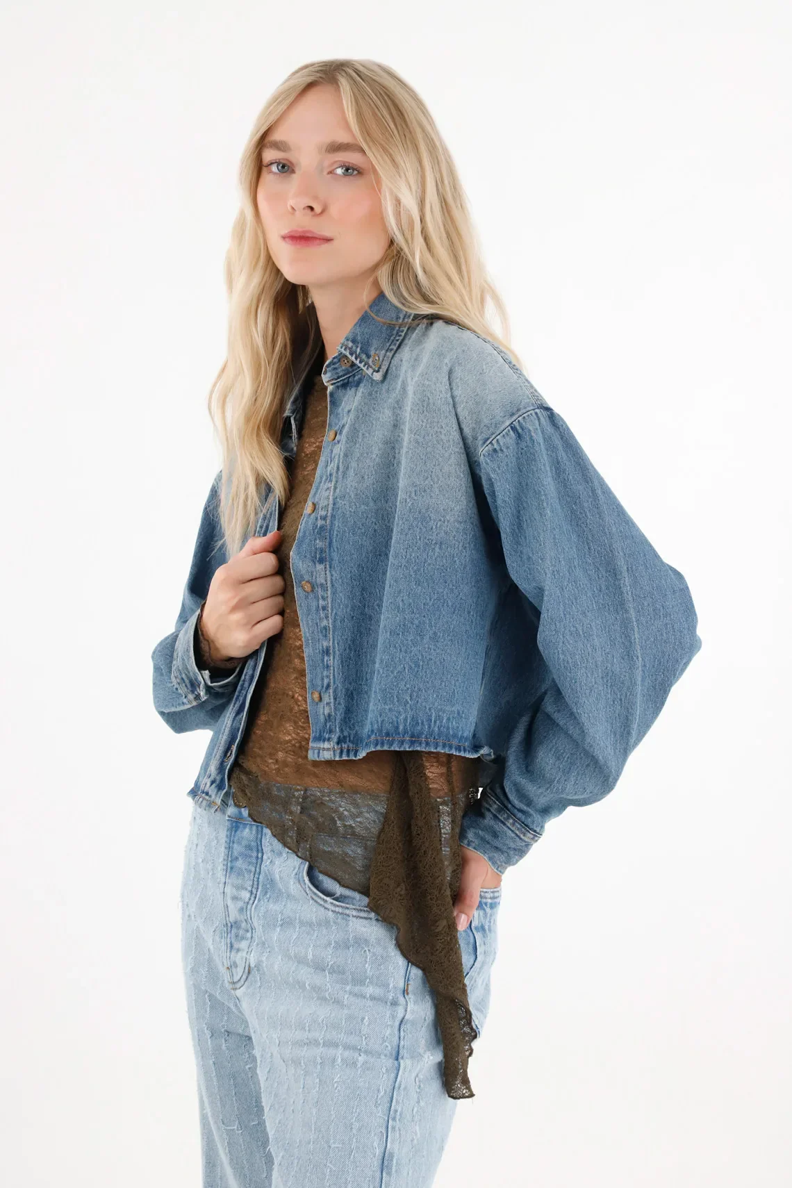 Shirt in Blue Denim for Women - Image 2