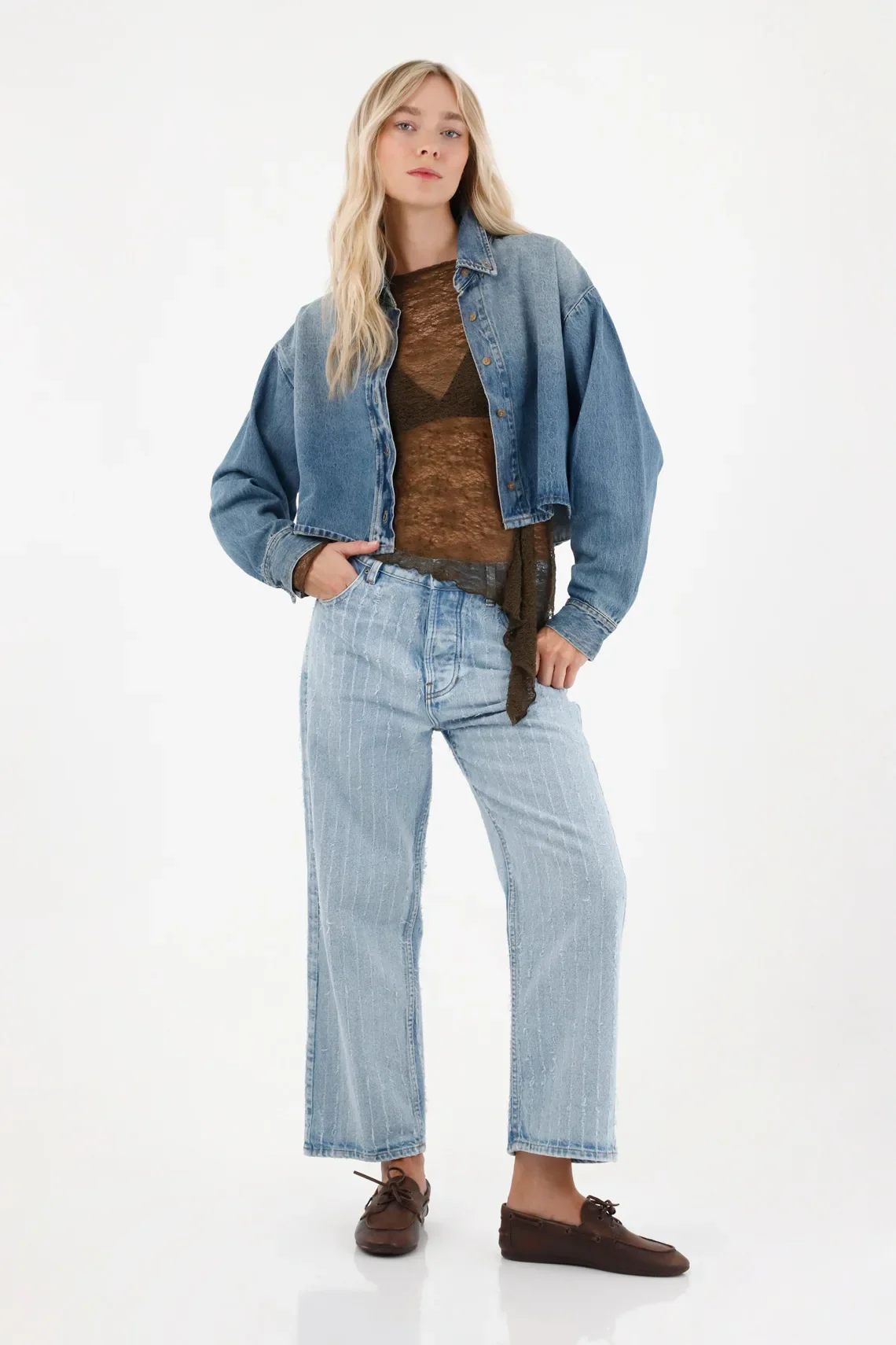 Shirt in Blue Denim for Women - Image 3
