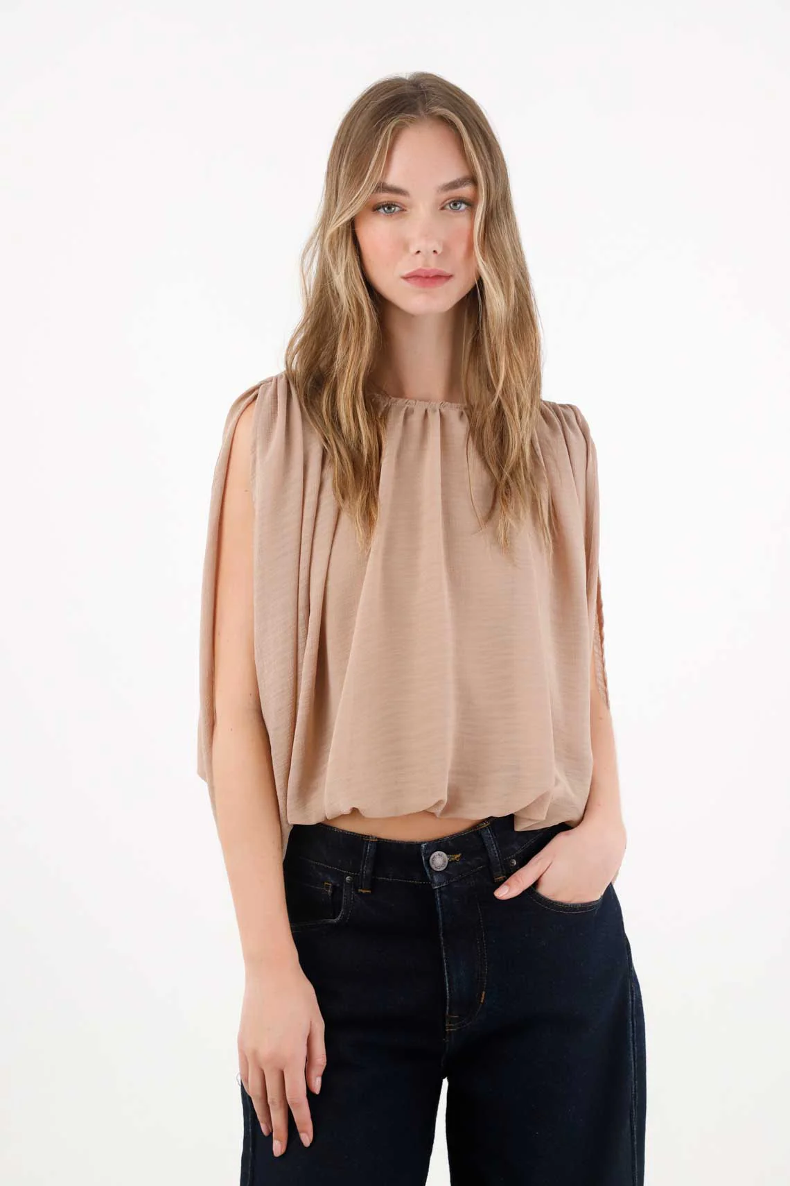 Shirt in lightweight and airy off-white fabric for women - Image 3