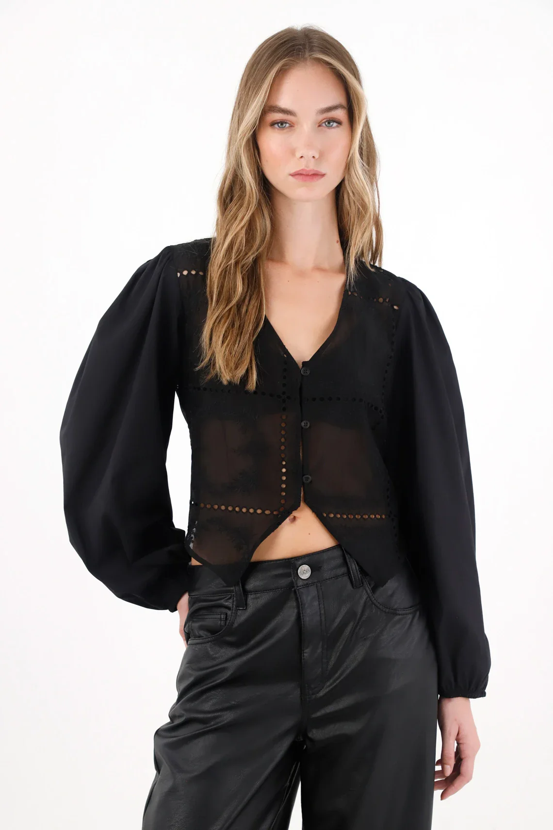 Shirt with slight black transparency for women - Image 2