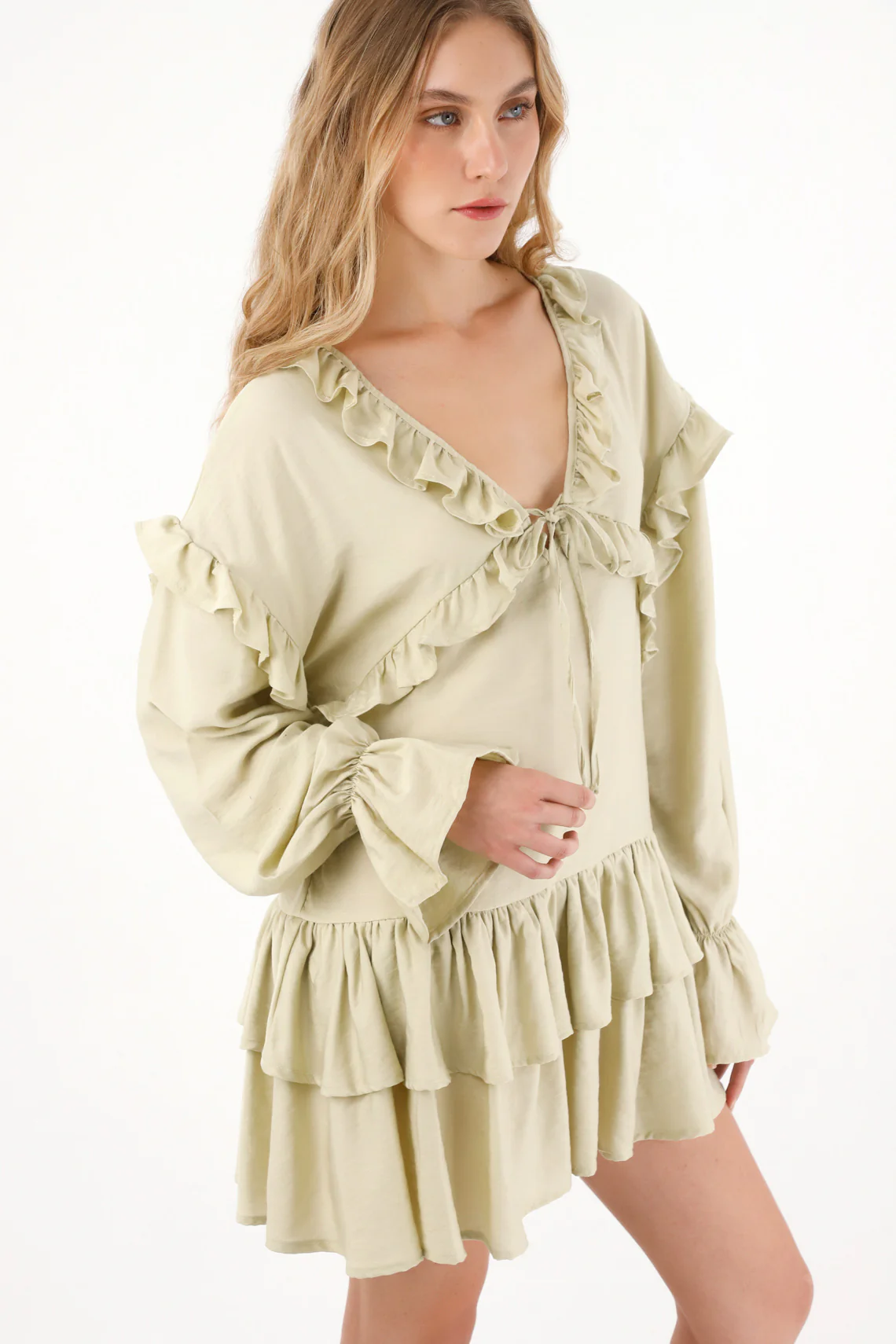 Short Long Sleeve Dress in Brown for Women - Image 5